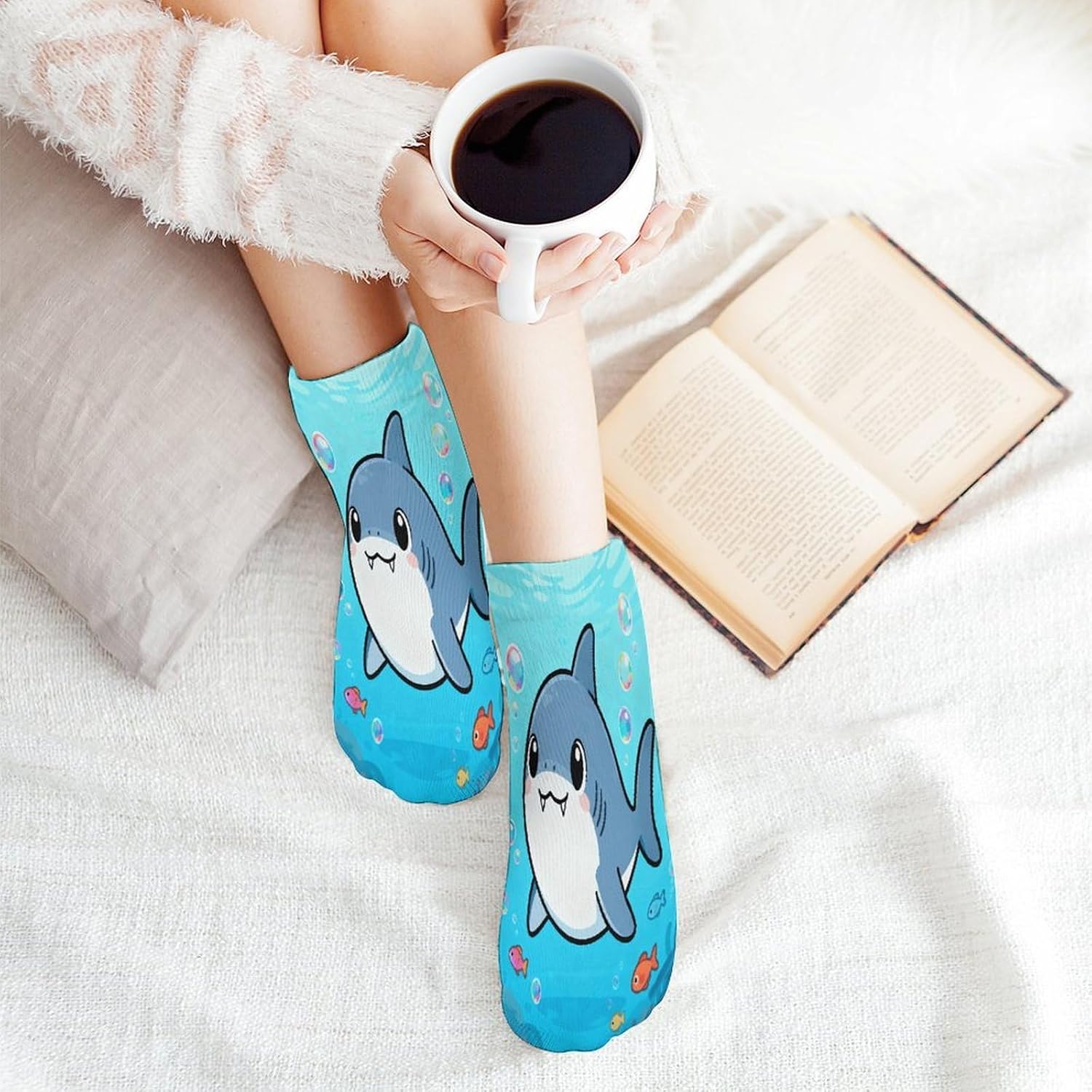 Shark Crew Sock for Men Women Funny Novelty Socks Athletic Ankle Socks Comfort Soft Low Cut Tab Sock 5 Pairs