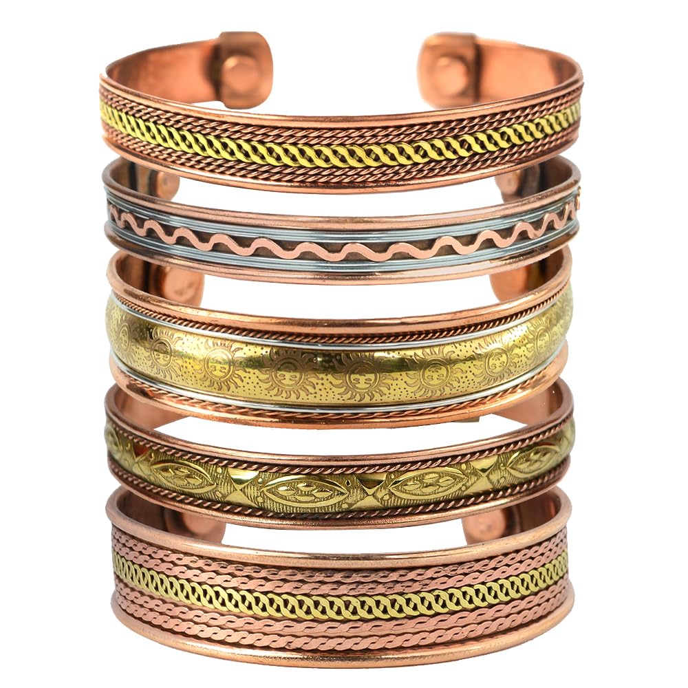 Reiki Crystal Products Mix Metal Copper Kada/Copper Bracelet free size Adjustable Kada/Bracelet for Men and Women (Color : Copper & Silver) Combo 5 pc (B08XWDN6H7) Amazon Price History, Amazon Price Tracker