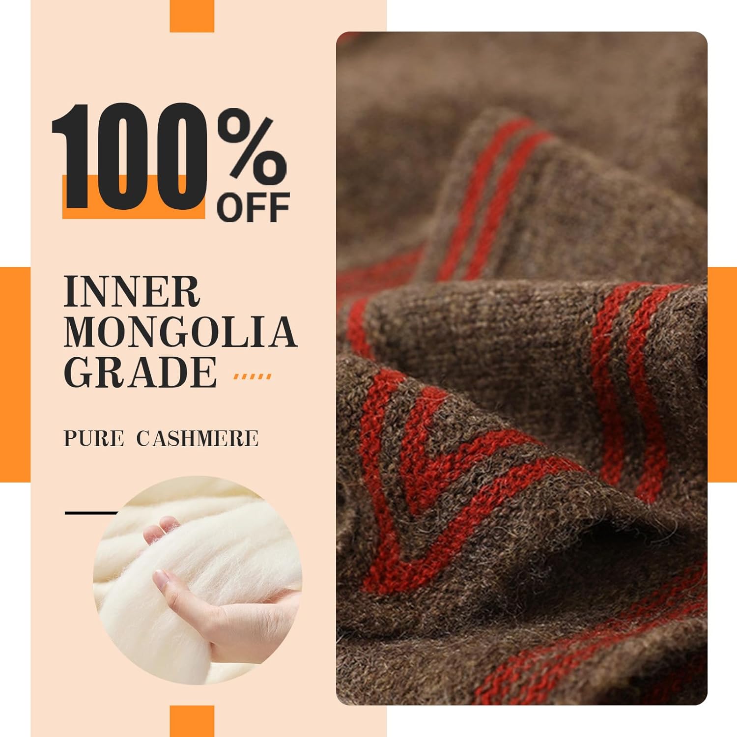 100% Cashmere Triangle Scarf, Neck Scarves Small Scarf for Women & Men, 49''x12'' Lightweight Warm Fashion Scarves - Image 4