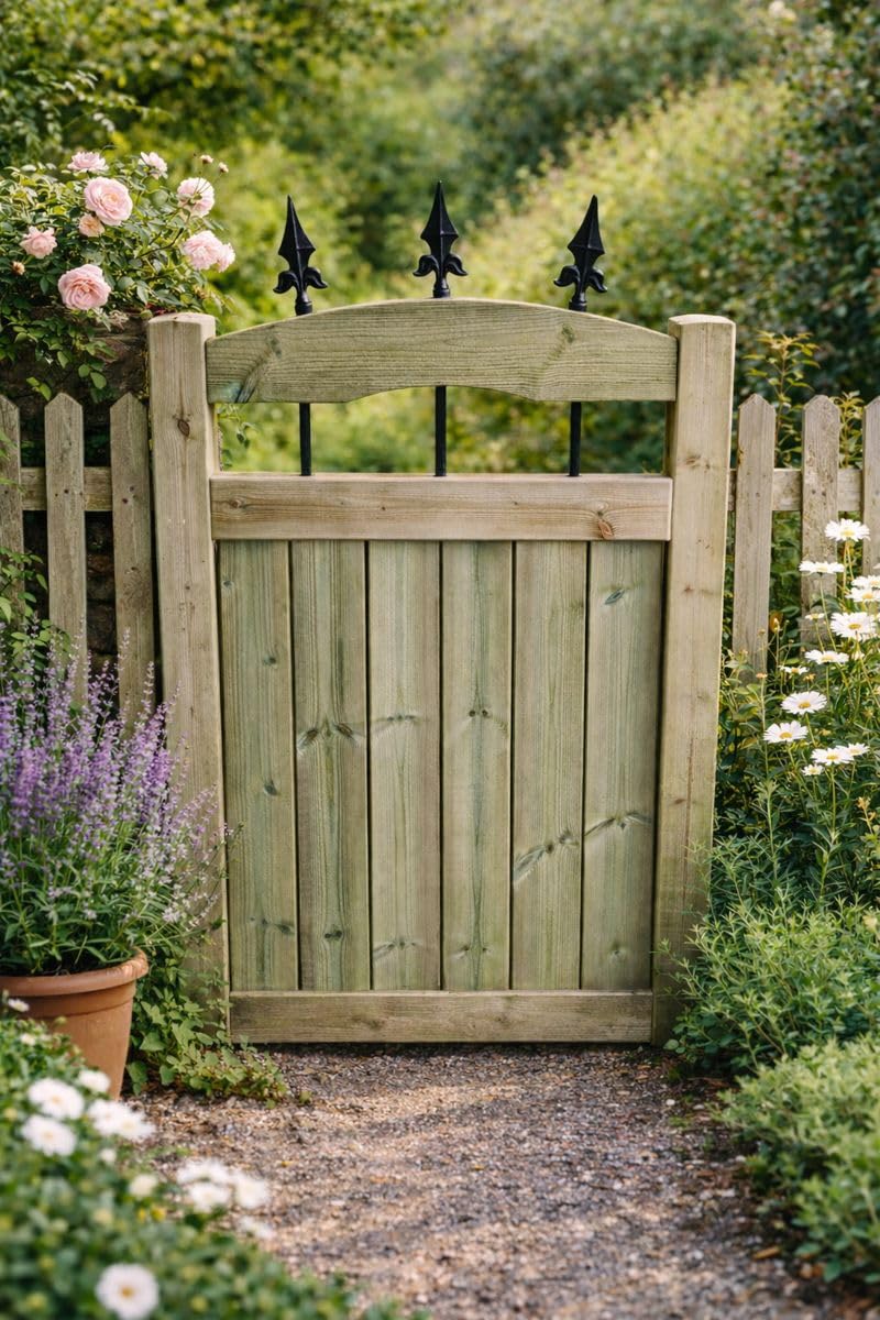 Wooden Garden Dome Gate Pedestrian Gate Wooden Pressure Treated 5ft 150cm, (120 cms High x 105 cms Wide x 5 cms Deep)