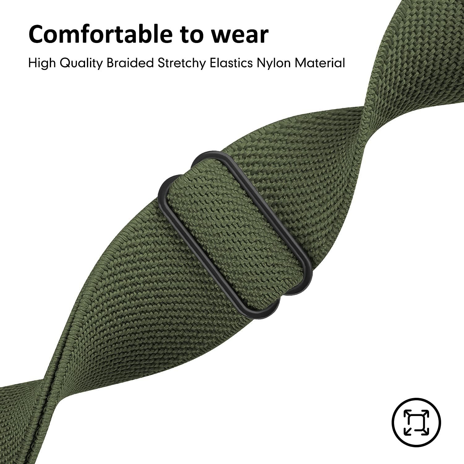 Acrbiutu Stretchy Solo Loop Nylon Bands Compatible with Apple Watch 38mm 40mm 42mm 44mm, Adjustable Braided Stretch Elastics Strap for iWatch Series 6/5/4/3/2/1 SE, Army Green 42mm/44mm
