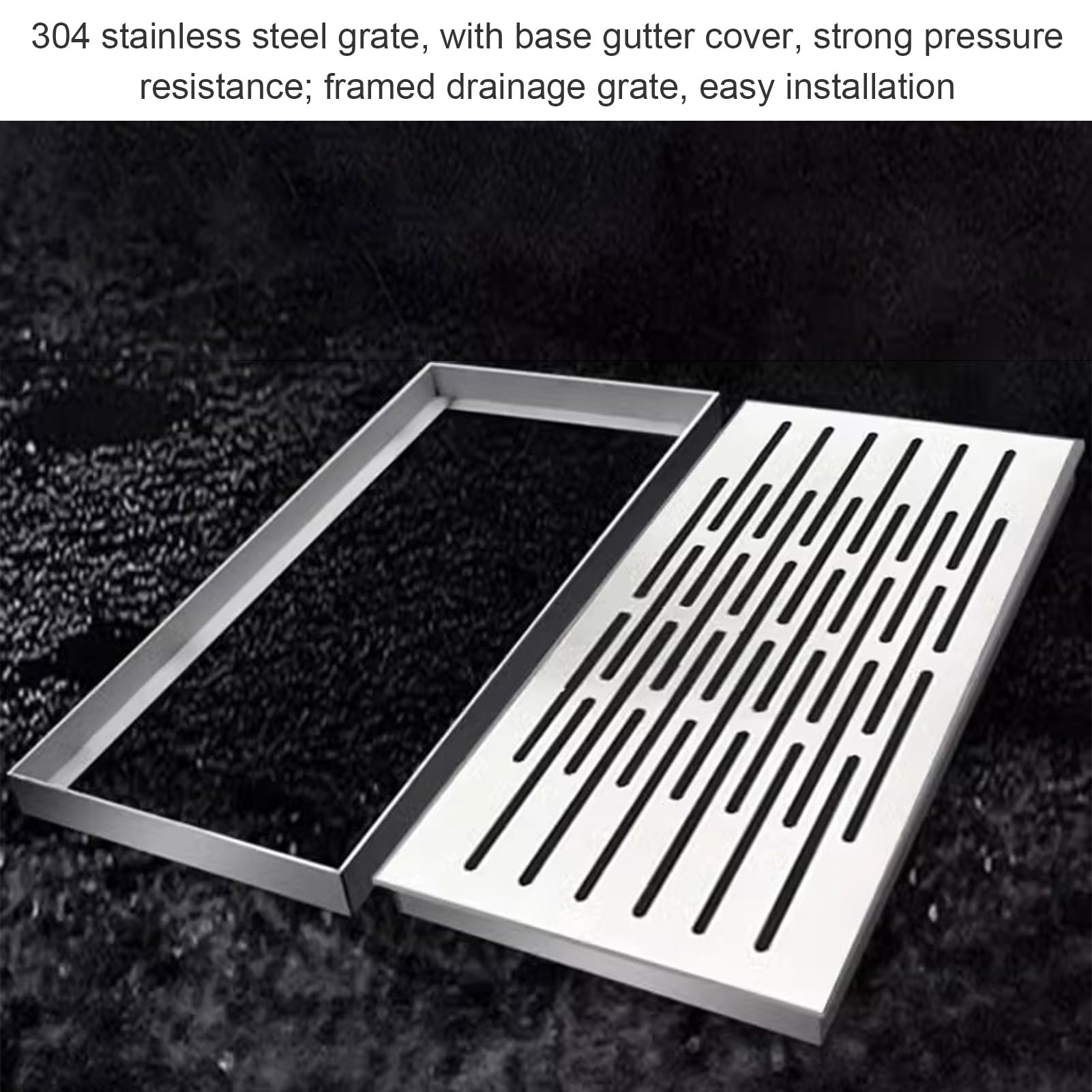 Genérico Kit de Rejilla de desagüe de Ducha de Acero Inoxidable – Sumidero Exterior y desagüe de Zanja para Patios, entradas de vehículos, Jardines y baños – Rejilla de alcantarillado Plateada extraí
