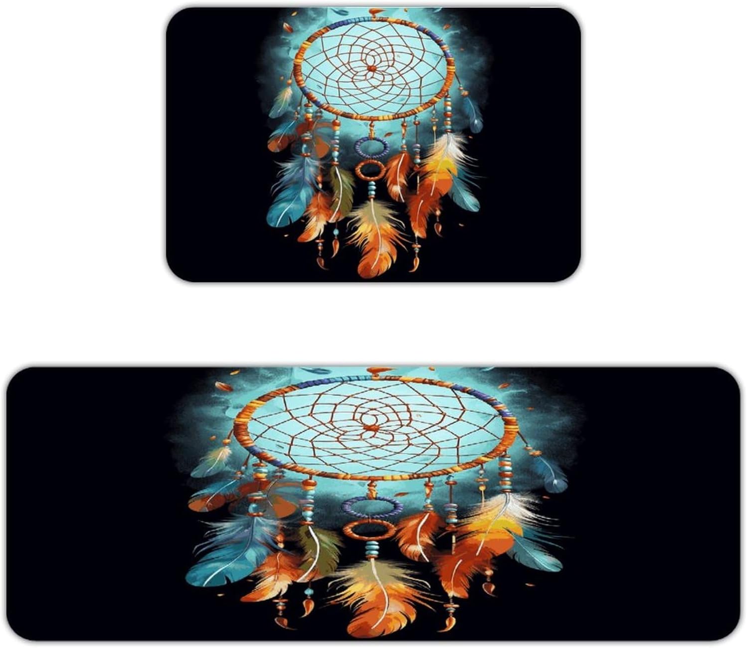 Feathers Dream Catcher Kitchen Mat Kitchen Rug Set | Kitchen Rugs Flannel Velvety Washable breathable Water Absorbent Soft ，kitchen utensils for Kitchen, Floor,Laundry