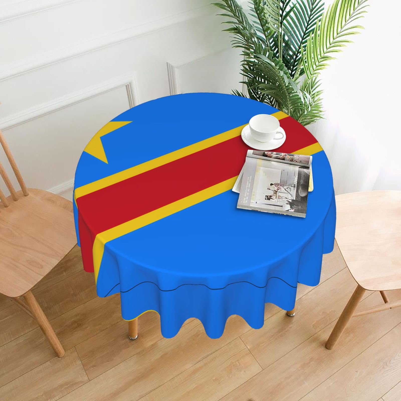 HLBSDM Flag of the Congo Printed Practical Round Tablecloth, Durable, Suitable for Home, Restaurant, Hotel, Gathering, and Decorative Table Covers