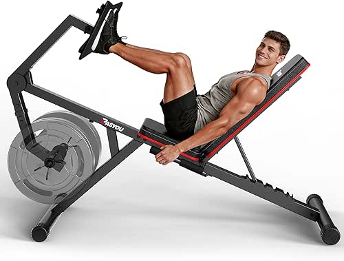 PASYOU Leg Press Machine, Adjustable Weight Bench with Leg Extension