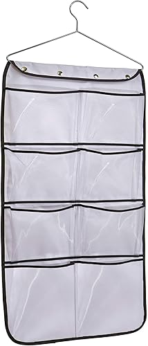 MISSLO Organizador de calcetines y calcetines de doble cara para armario, 15 bolsillos grandes de malla, color blanco