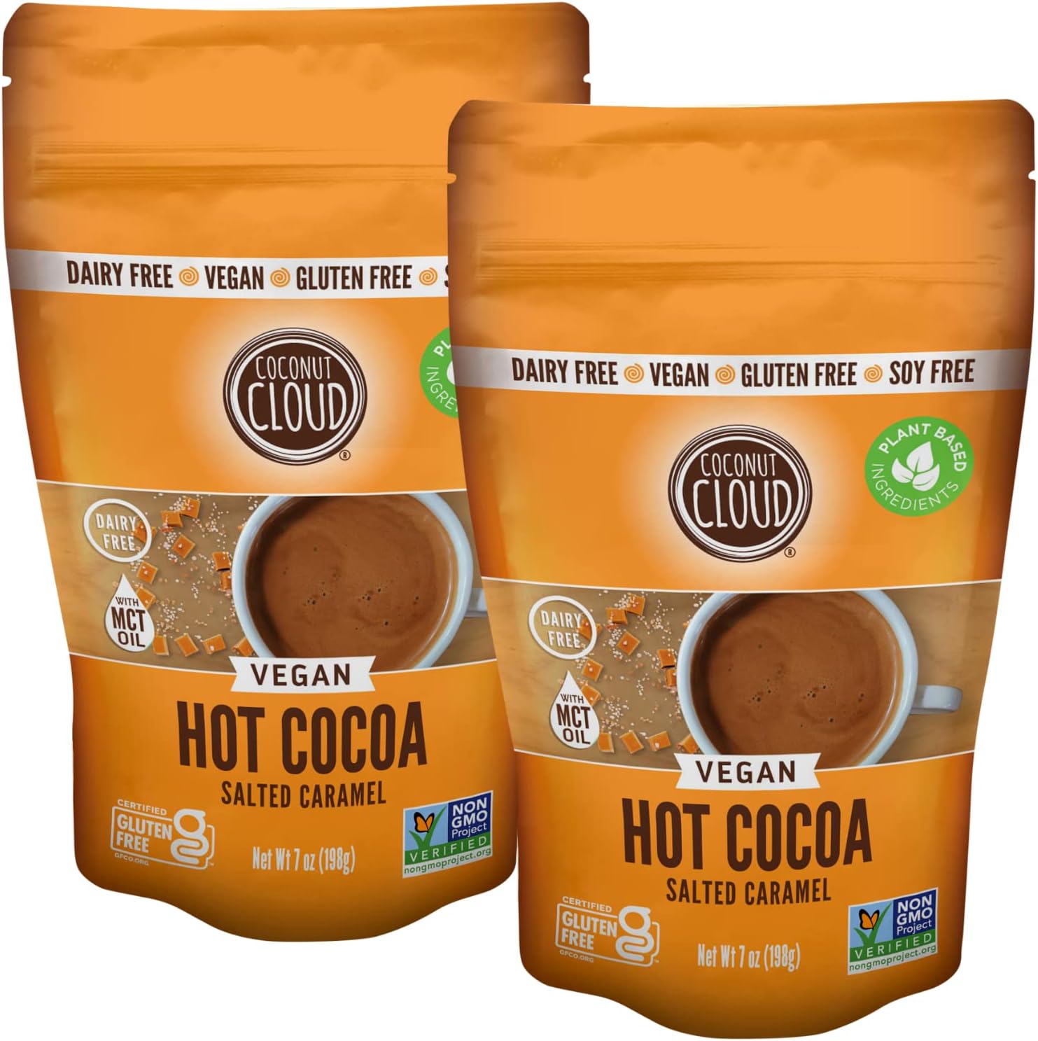 Coconut Cloud: Dairy-Free Instant Hot Cocoa Mix | Vegan, Natural, Delicious, Creamy Chocolate | Made in Colorado from Premium Coconut Milk Powder, Salted Caramel, 2 Pack, 7 oz