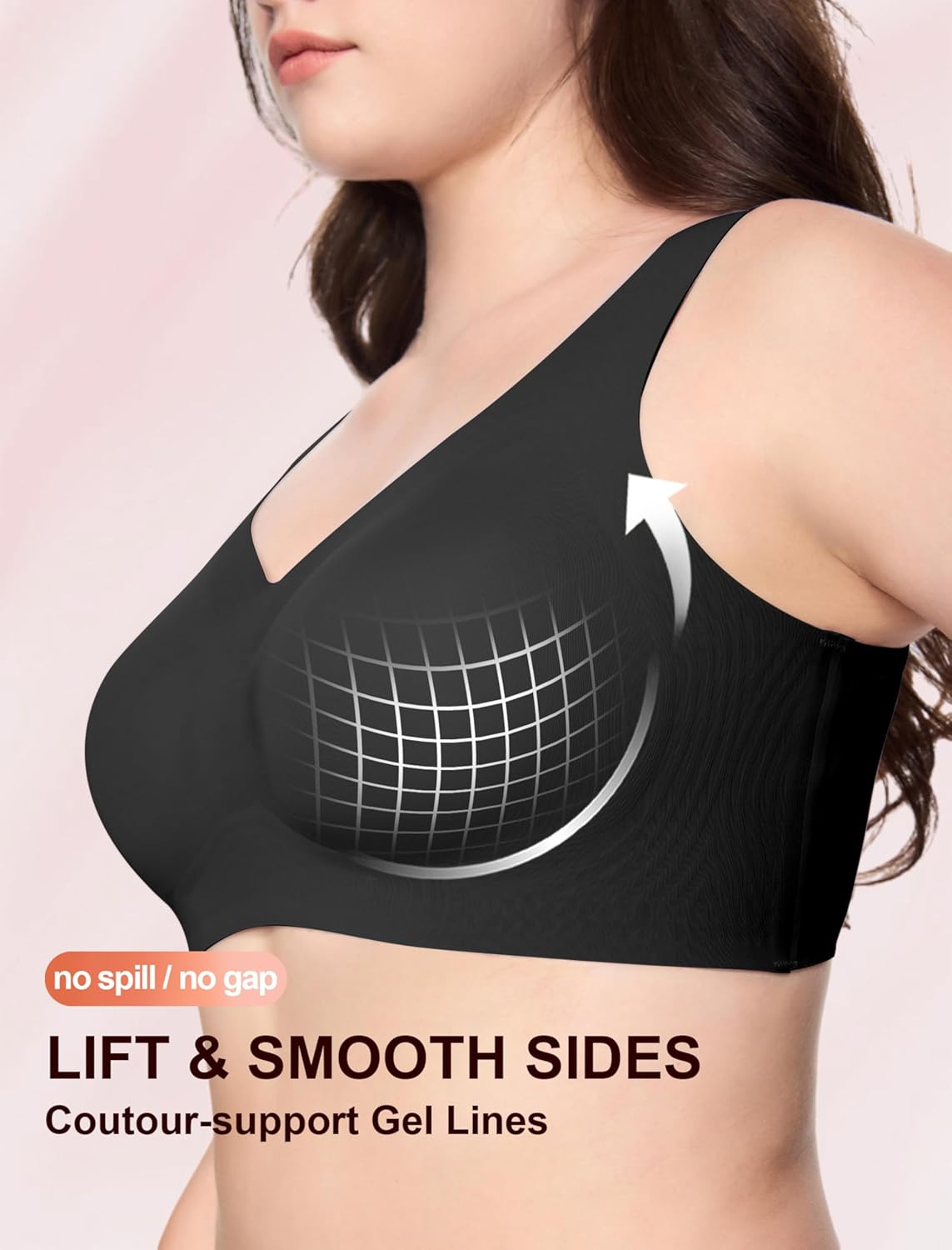 Jelly Wireless Bra Seamless Push Up Full Coverage Supportive Everyday Sport T-Shirt Bra Regular & Plus Size - Image 3