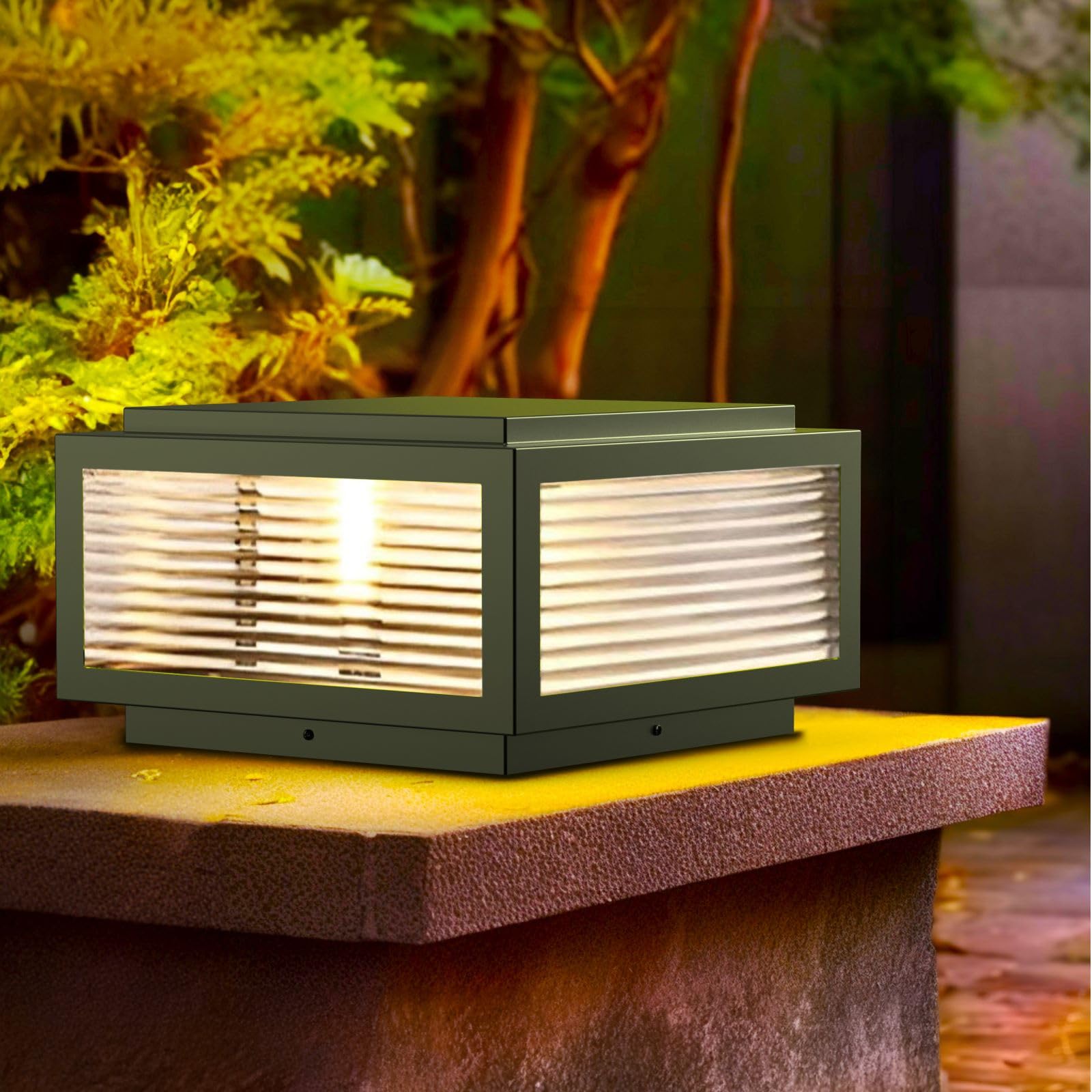 JHOTEC Outdoor Post Light,16X16 in Large Wired Lantern Column Lamp