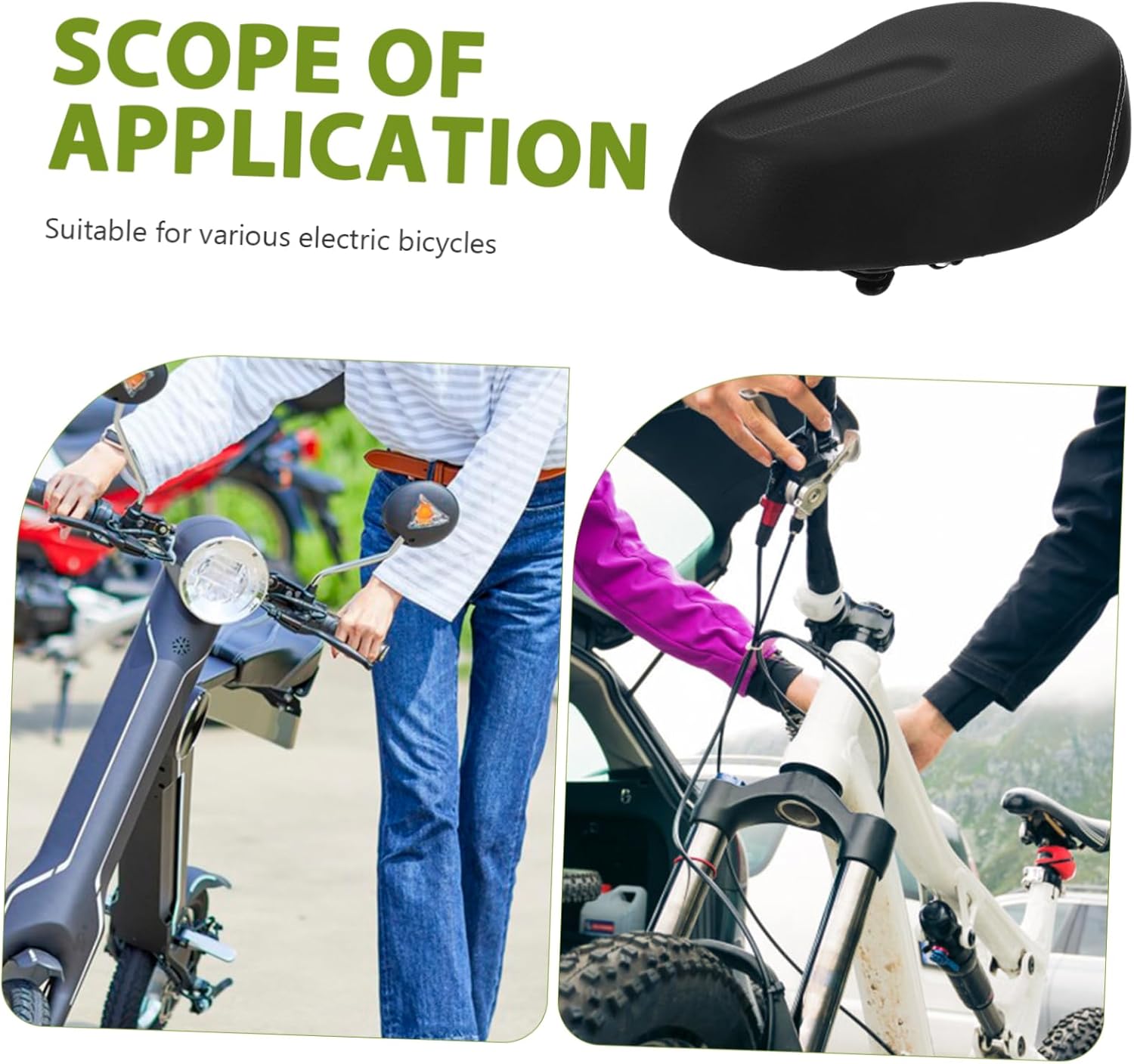 Kisangel Electric Bike Seat Cushion Comfortable Saddle Extra Padding for Rides Fit Electric Accessory Easy Installation