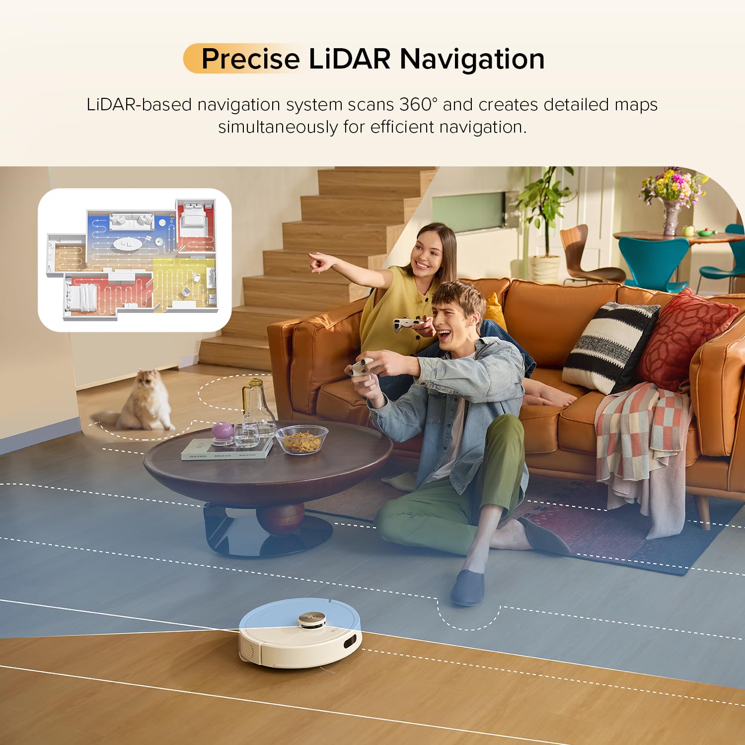 roborock Q7 M5 Robot Vacuum Cleaner with Mop, 10,000Pa HyperForce Suction, Dual Anti-Tangle System, PreciSense LiDAR Navigation, APP-Controlled Mopping, Ideal for Pet Hair and Hard Floors — view 7
