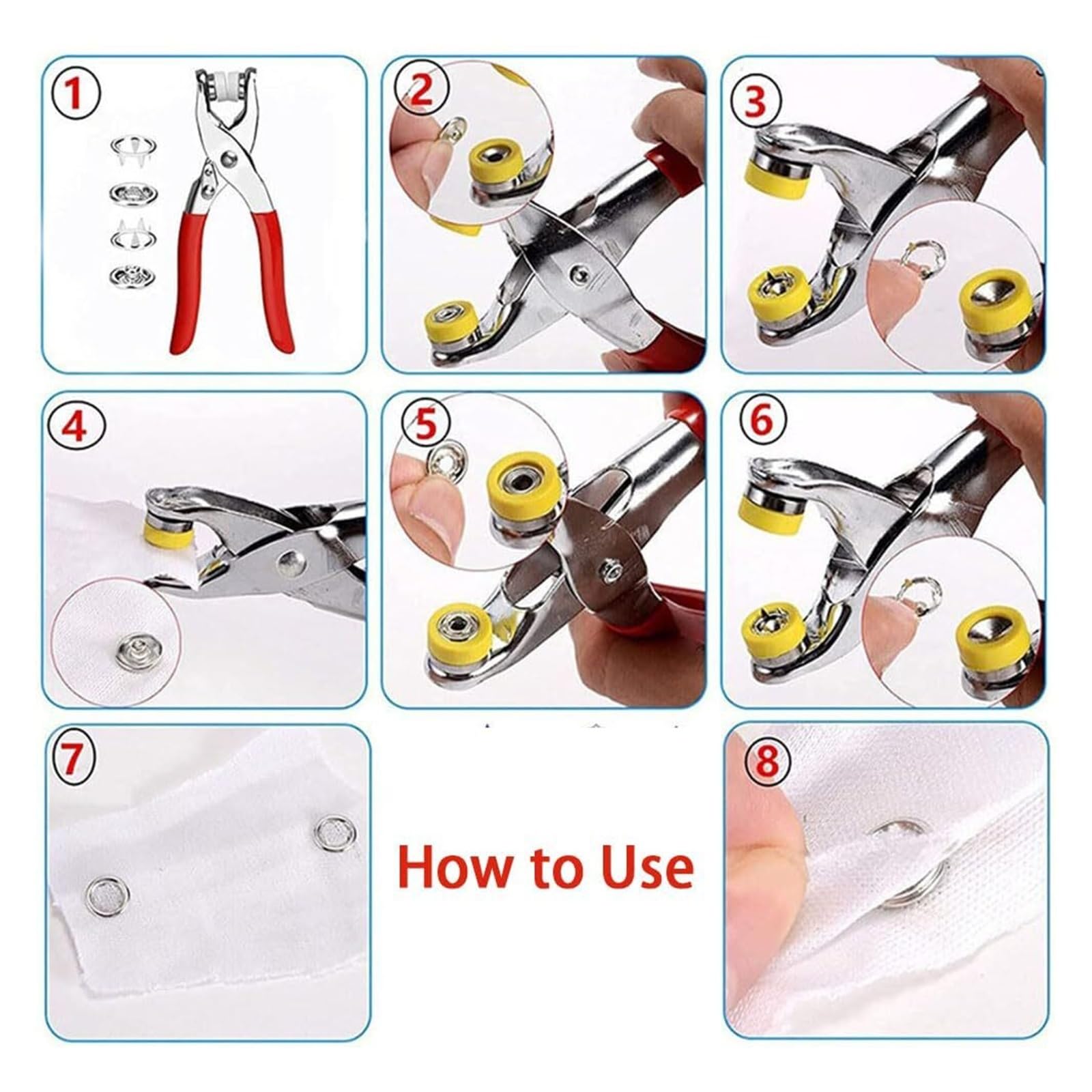 Metall Druckknöpfe Kit - 100 Druck-Druckknöpfe mit Zange zum Nähen und Basteln