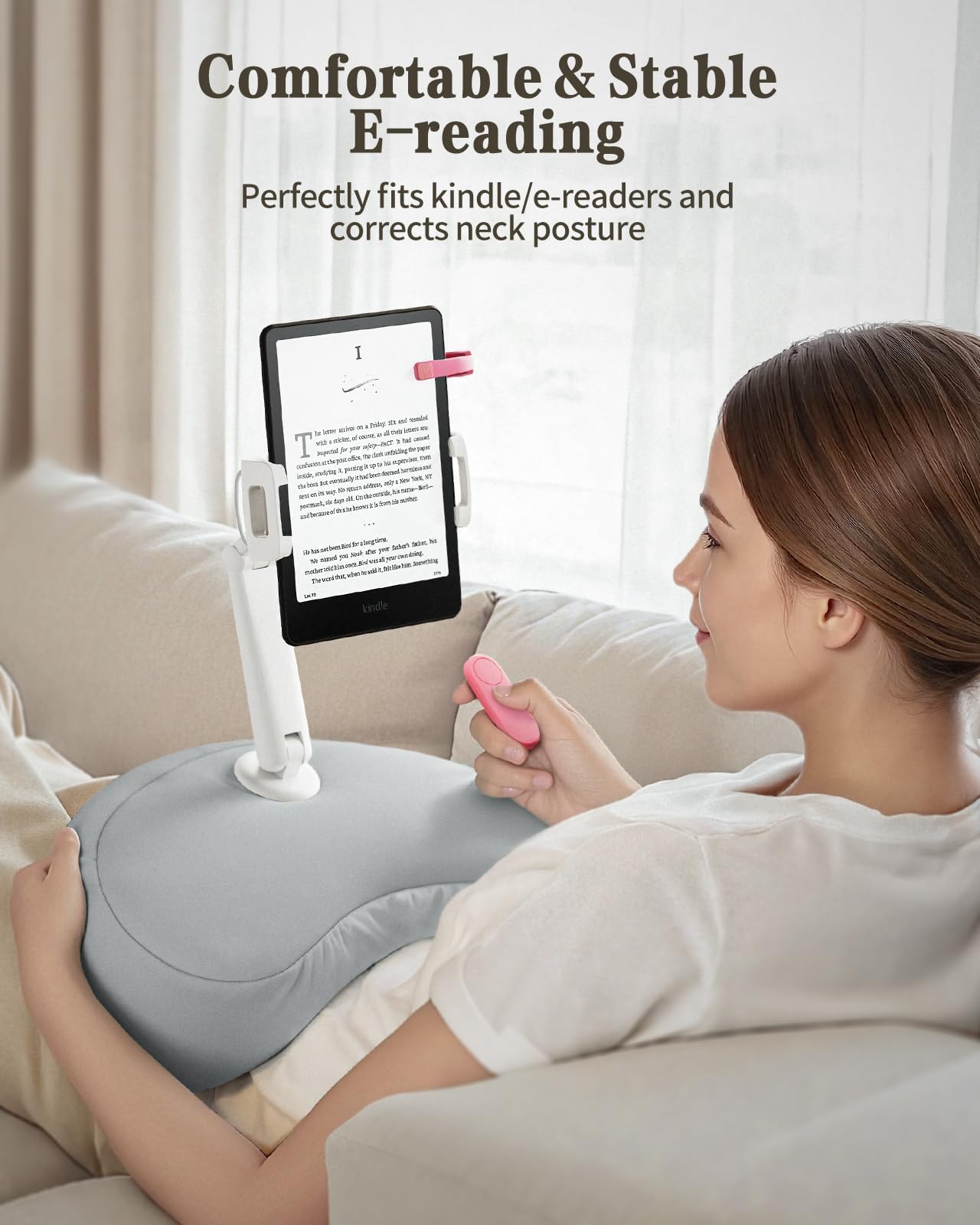 SAIJI Tablet Kissen Halter, 360° Verstellbarer ipad Halterung Bett mit flexiblem doppelachsigem Arm, Tablet Halterung für iPad, iPhone, Kindle, tragbaren Monitor und alle Geräte von 4,7"-15,6"