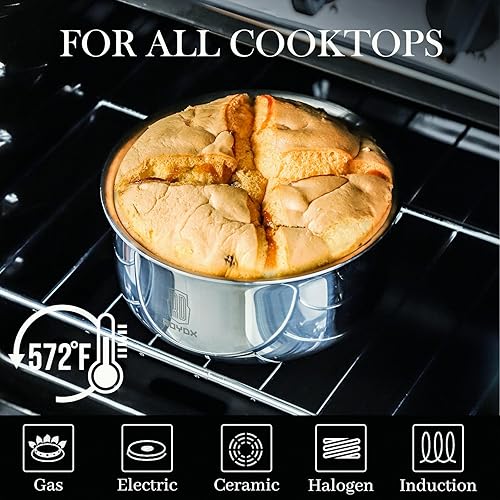 Miniatura 5 de ROYDX - Juego de utensilios de cocina de acero inoxidable, ollas y sartenes con asas extraíbles, uso en horno de inducción eléctrico de gas,