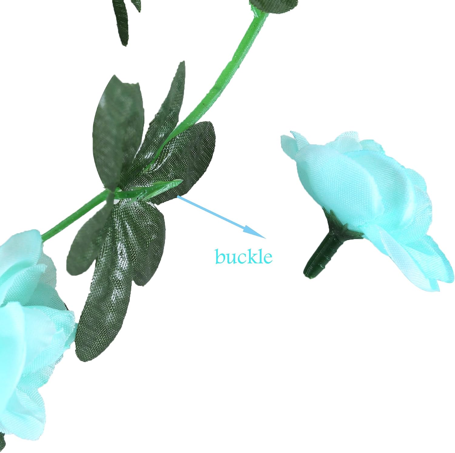 Felice Arts 5pcs Artificial Flowers 41FT Fake Plastic Fabric Silk Artificial Rose Flower Wisteria Ivy Hanging Vine Garland for Home Wedding Table Decoration-Blue