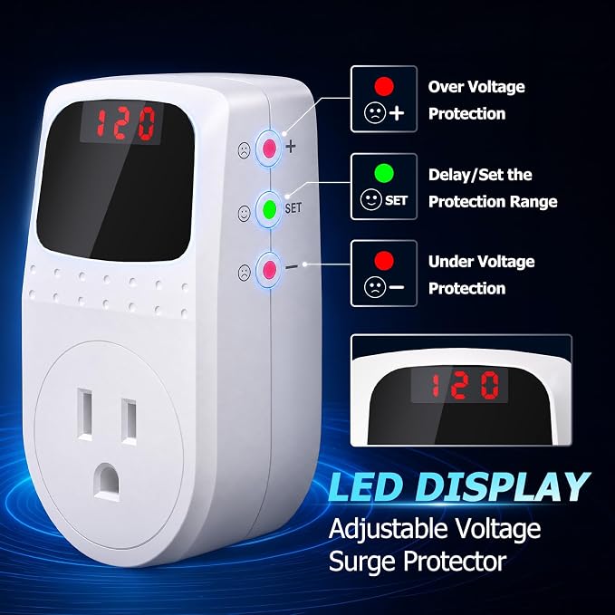 Protector de voltaje BSEED 120V 15A 1800W 2 unidades miniatura 3