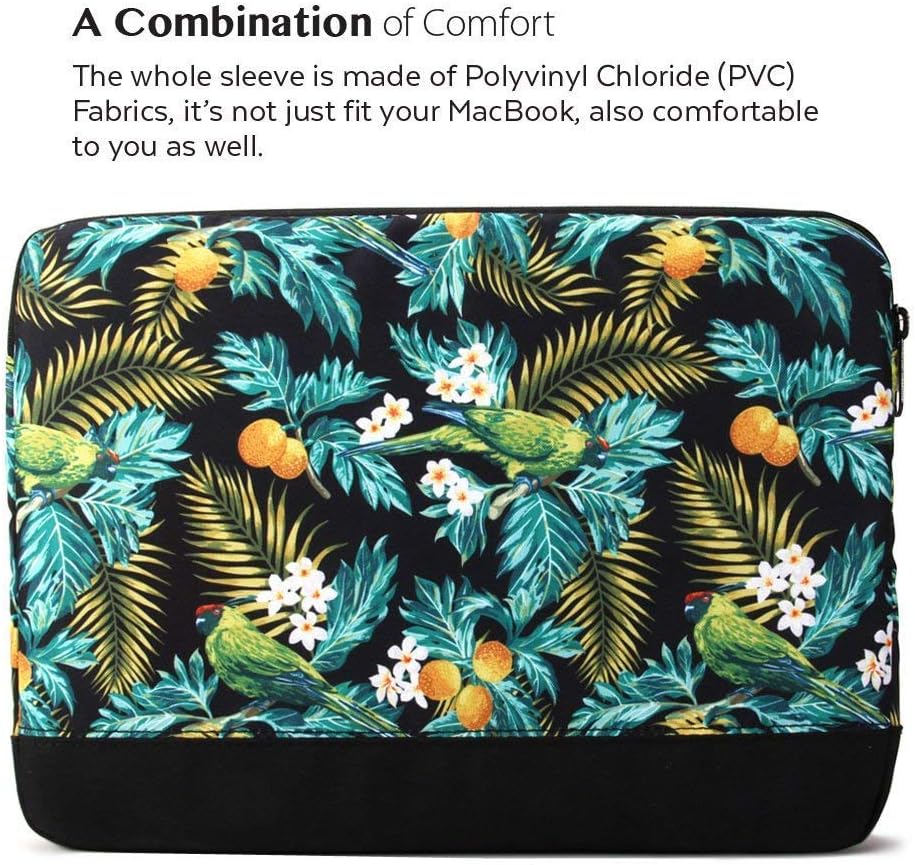 GMYLE MacBook Air 13 Inch Case A1466 A1369 Old Version 2010 2017 and 13 13.3 Inch Soft Carrying Sleeve Bag 2 in 1 Set (Tropical Summer Leaf in Dark)