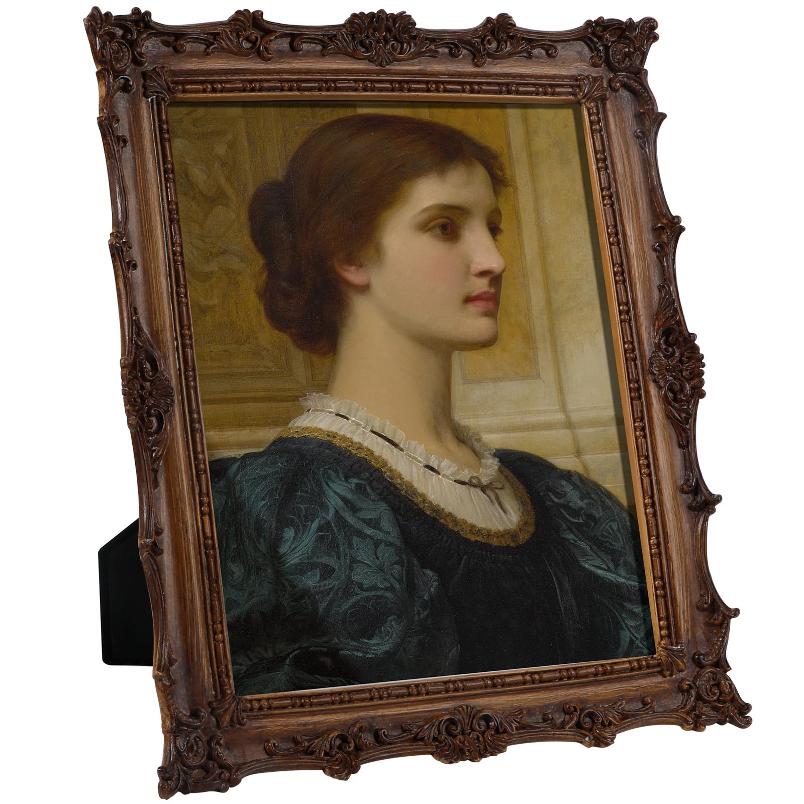 Hioniir 8x10 Picture Frames with Embossed Vines Design and Glass Front Hand-Crafted Resin Photo Frame with Easel & Hook for Tabletop & Wall Hanging Ornate Baroque Vintage Home Room Decor (Wood)