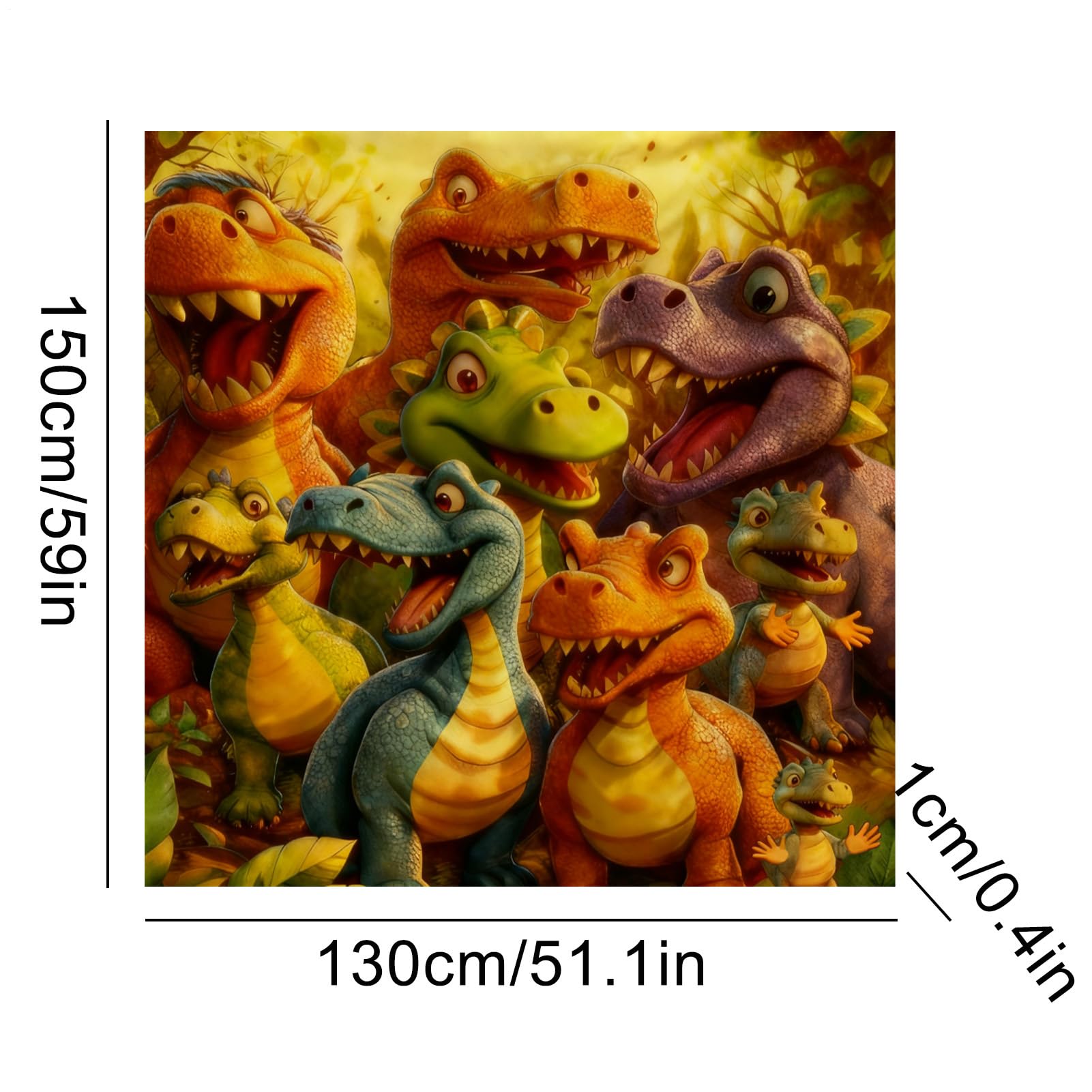 Kocyk flanelowy Uśmiechający się dinozaur HD, druk cyfrowy HD, 150 x 130 cm miękki koc flanelowy z nadrukiem zwierzęcym | na sofę, kącik do czytania, sypialni, biura, domu, podróży
