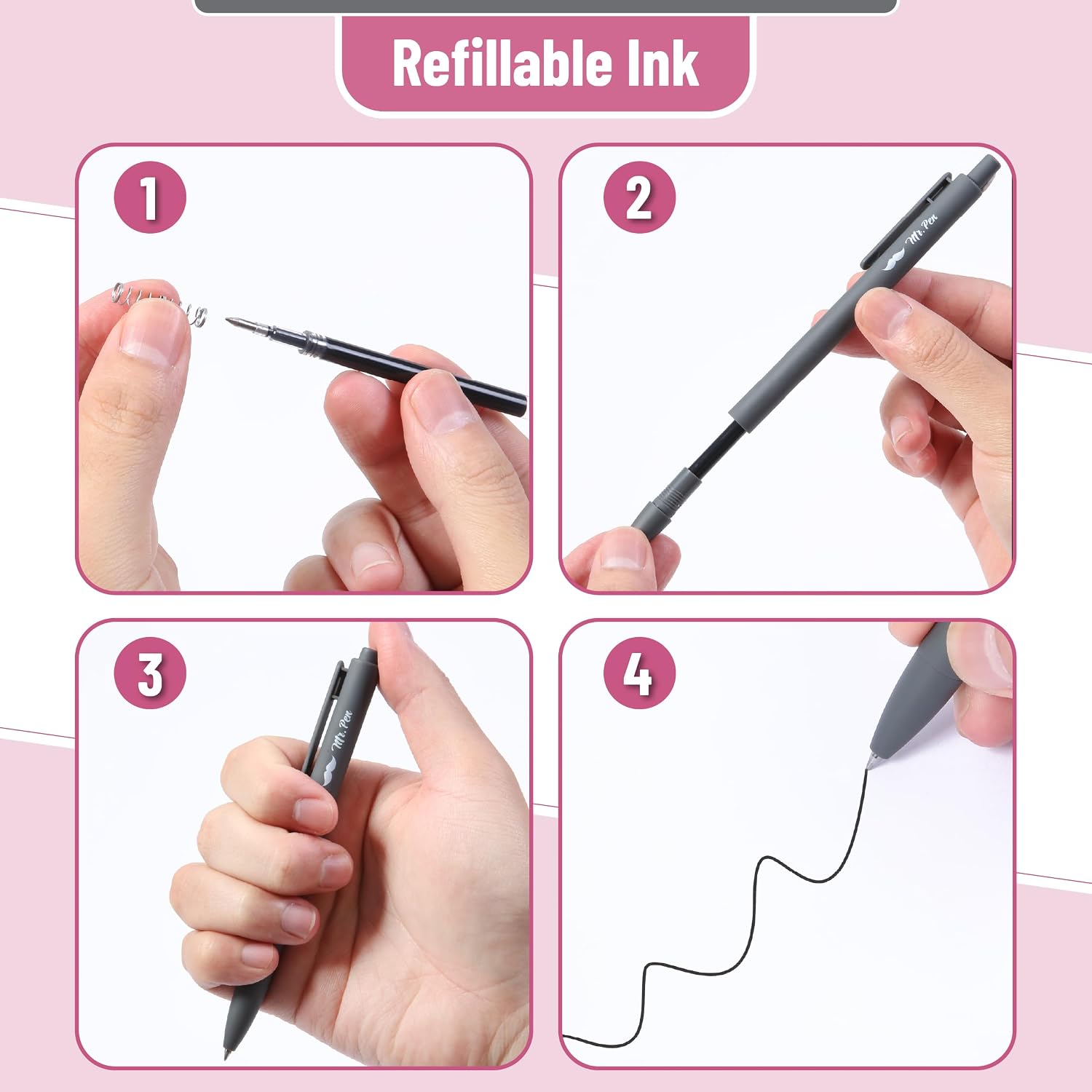 Mr. Pen- Retractable Gel Pens, 12 Pack, Black Ink image 5