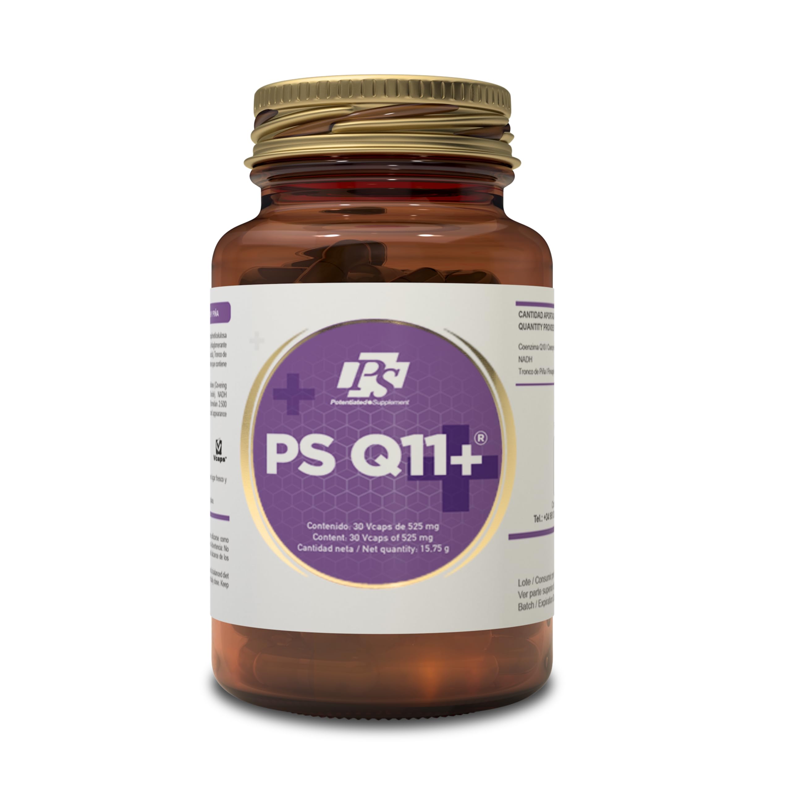 PS Q11+ - Coenzima Q10 100mg, Antioxidante NADH y Magnesio 30 Cápsulas | Con Bromelaína, Apoya la Energía Celular y la Vitalidad Diaria, Suplemento Antioxidante Premium