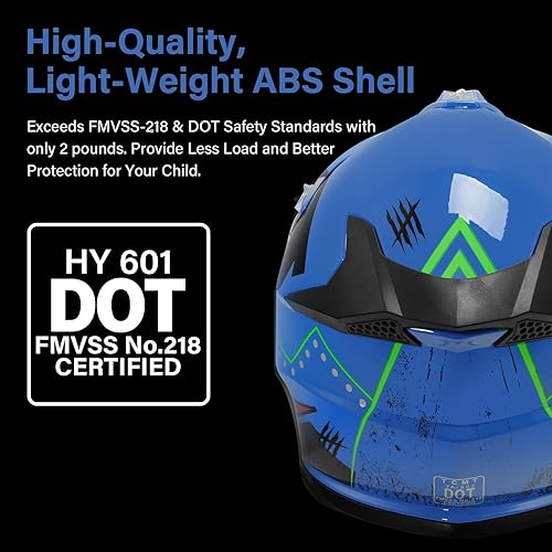 Miniatura 2 de XFMT - Juego de casco DOT con gafas y guantes para motocross, cuatrimoto y vehículos todoterreno para niños y jóvenes, casco Mx, tiburón azul