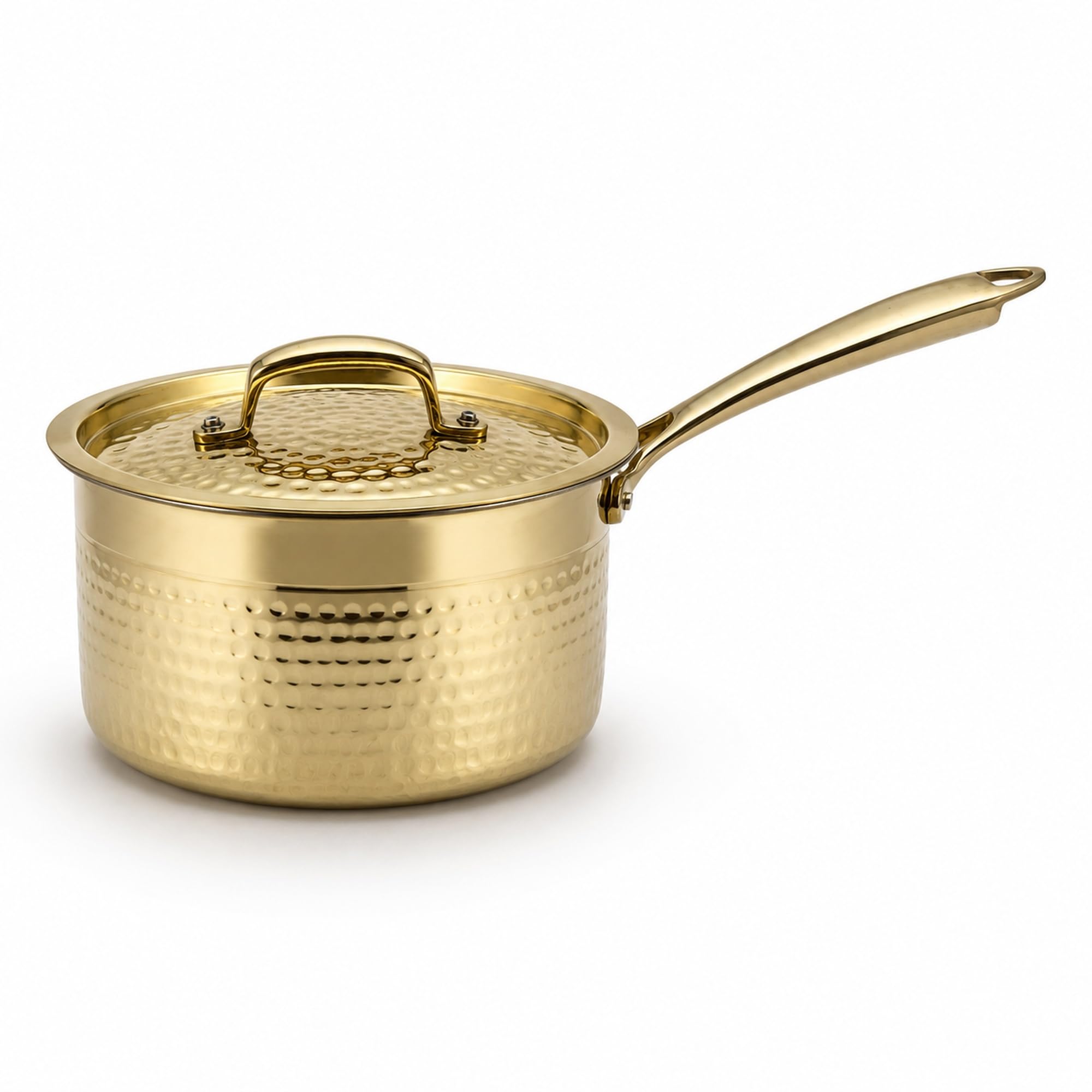 Shiv Shakti Arts Brass Saucepan with Lid & Long Handle, 1.3 Litre | Hammered Vintage Design | Inside Tin Kalai Lining | Milk, Tea, Coffee, Dal, Sauce & Halwa Pan-image-26