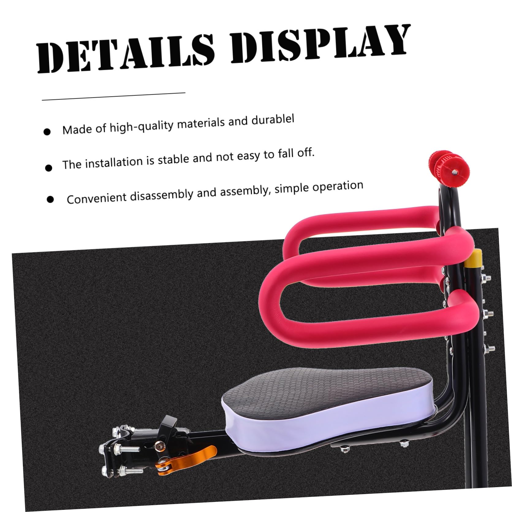 ORFOFE Sillín para Bicicleta Eléctrica para Niños Respaldo Ajustable y Protección de Seguridad, Fabricado en Acero al Carbono y Esponja, Accesorio Adecuado para Bicicletas