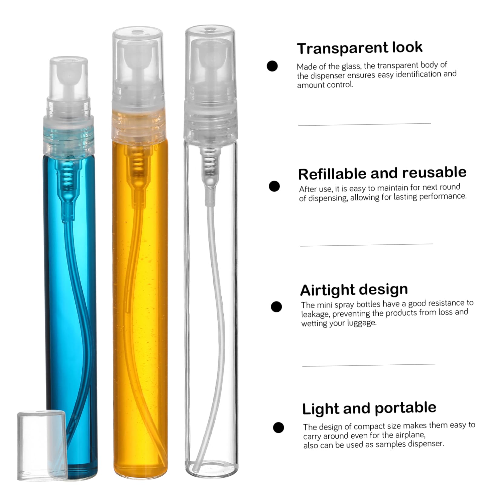 Healeved 70piezas Botellas De Spray De Viaje Dispensador De Perfume y Maquillaje Recargables y Reutilizables Diseño Transparente y Portátil Sin Fugas