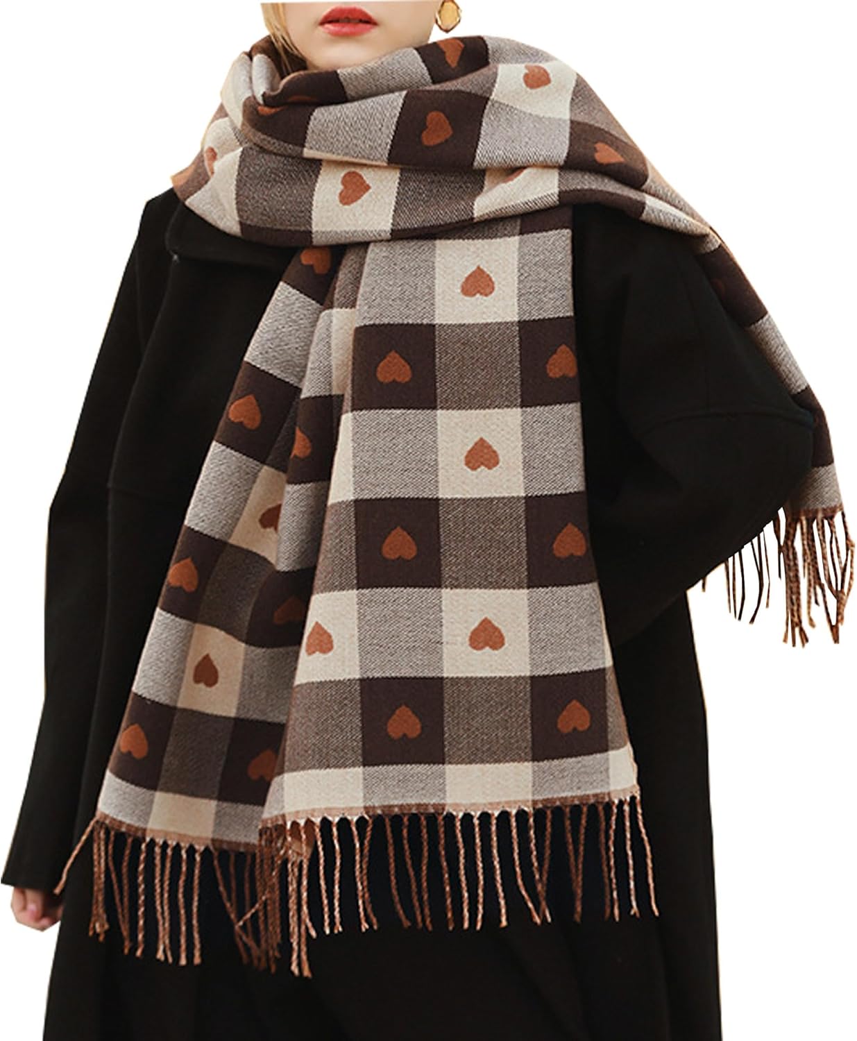 Curve Muse Women's Fashion Pattern Winter Warm Chunky Large Scarf-2Pack