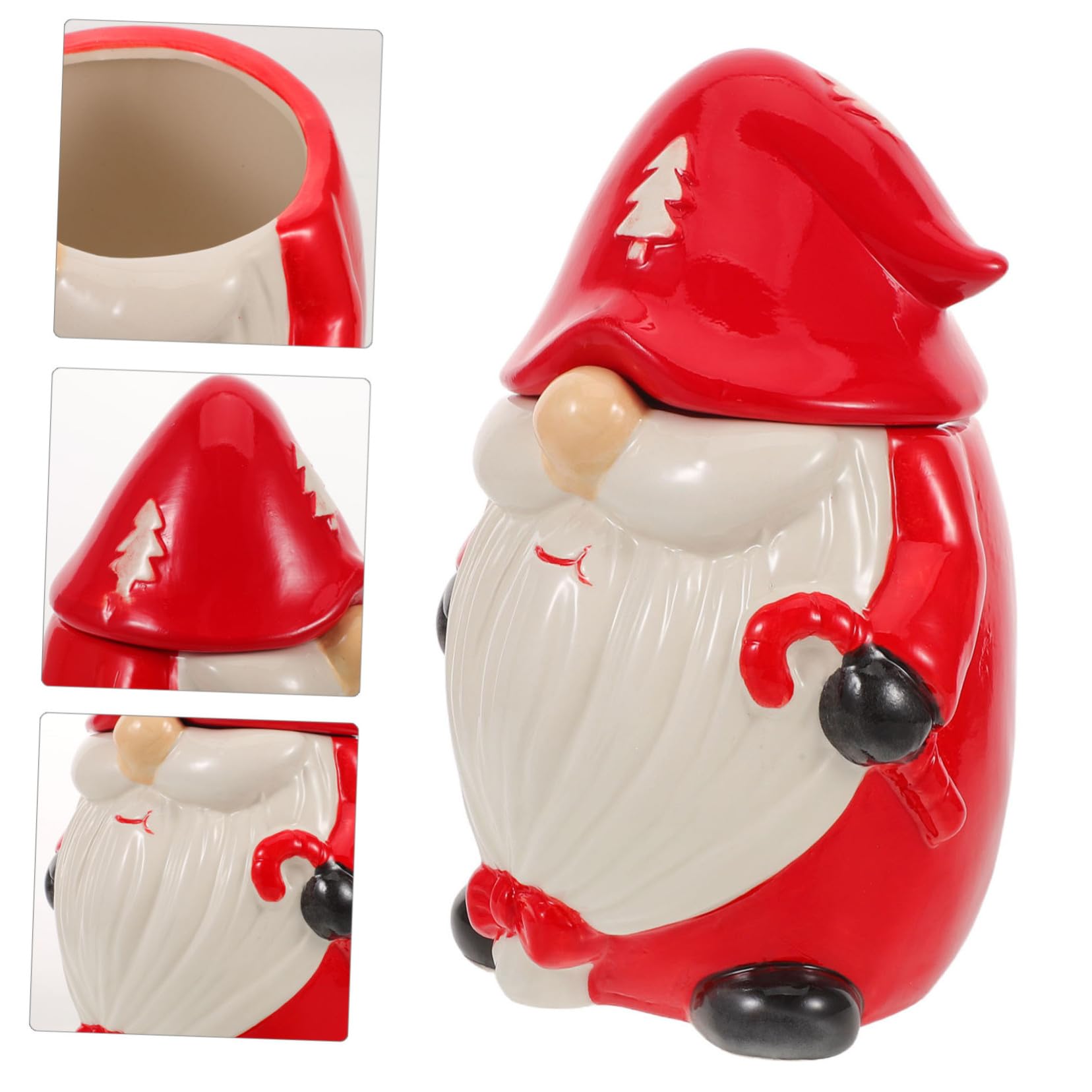 PRETYZOOM Boîte Céramique à Biscuits Forme Sapin de Noël avec Couvercle, Contenant Décoratif pour Snacks et Sucreries