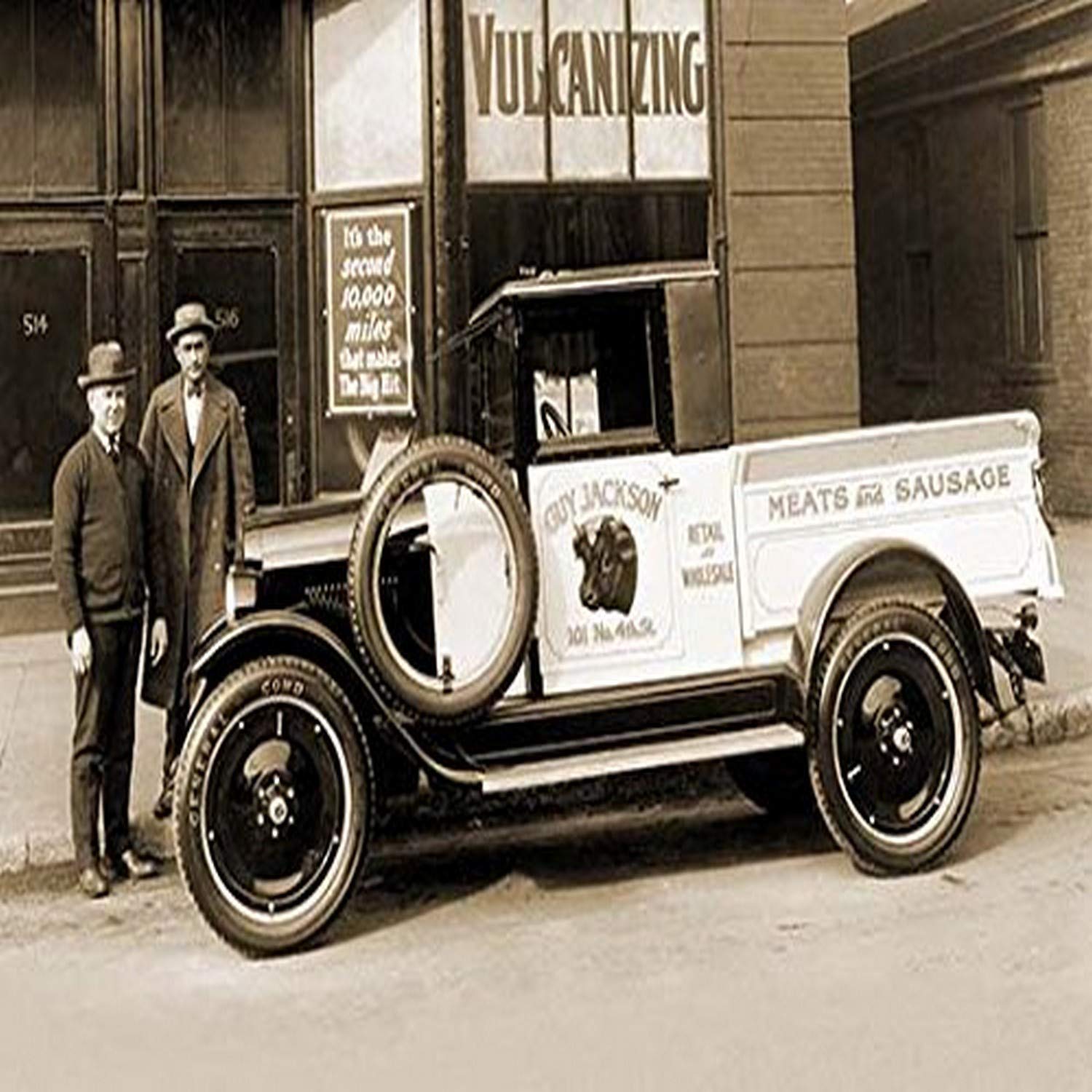 Buyenlarge 0-587-22830-x-G1827 'Guy Jackson, Retail and Wholesale, Meats and Sausage Delivery Truck' Giclee Fine Art Print, 18" x 27"