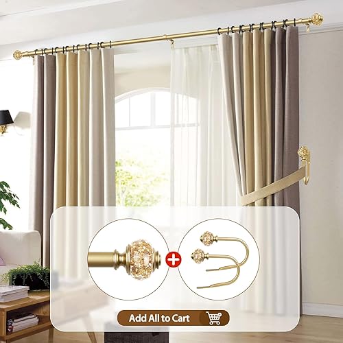 Miniatura 6 de Barras de cortina USFOOK de 32 a 58 pulgadas (2.6 a 4.8 pies), varillas telescópicas de cortina de empalme de 78 pulgadas para ventanas de 20 a 54