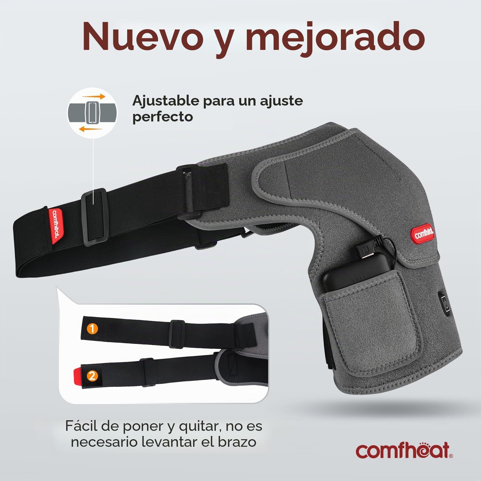 Masajeador de hombros,3 niveles de calor y vibración,Inalámbrico