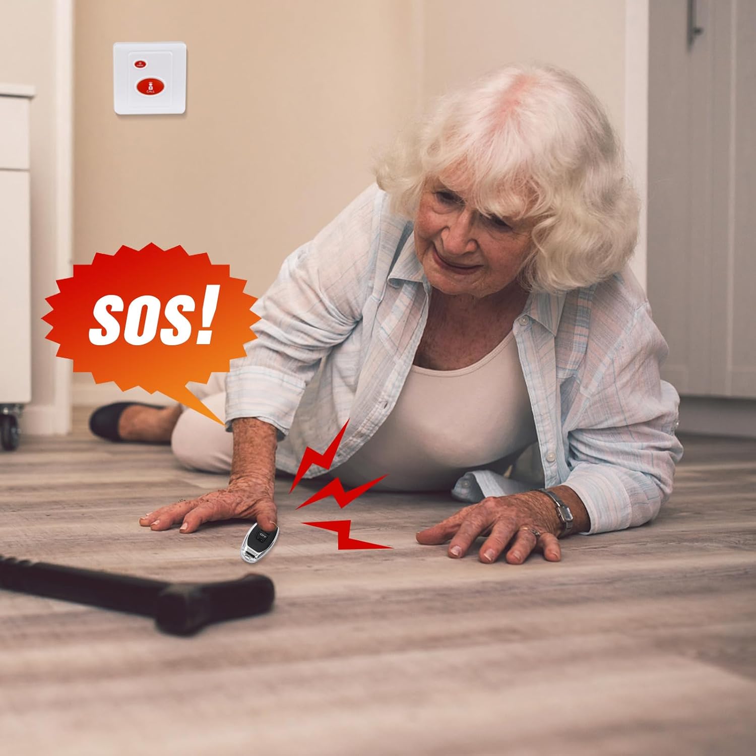 Daytech Strobe Siren Alarm Home Caring Loud Outdoor SOS Alert System 3 Red Flashing Siren,5 Remotes Panic Button, 2 Emergency Button