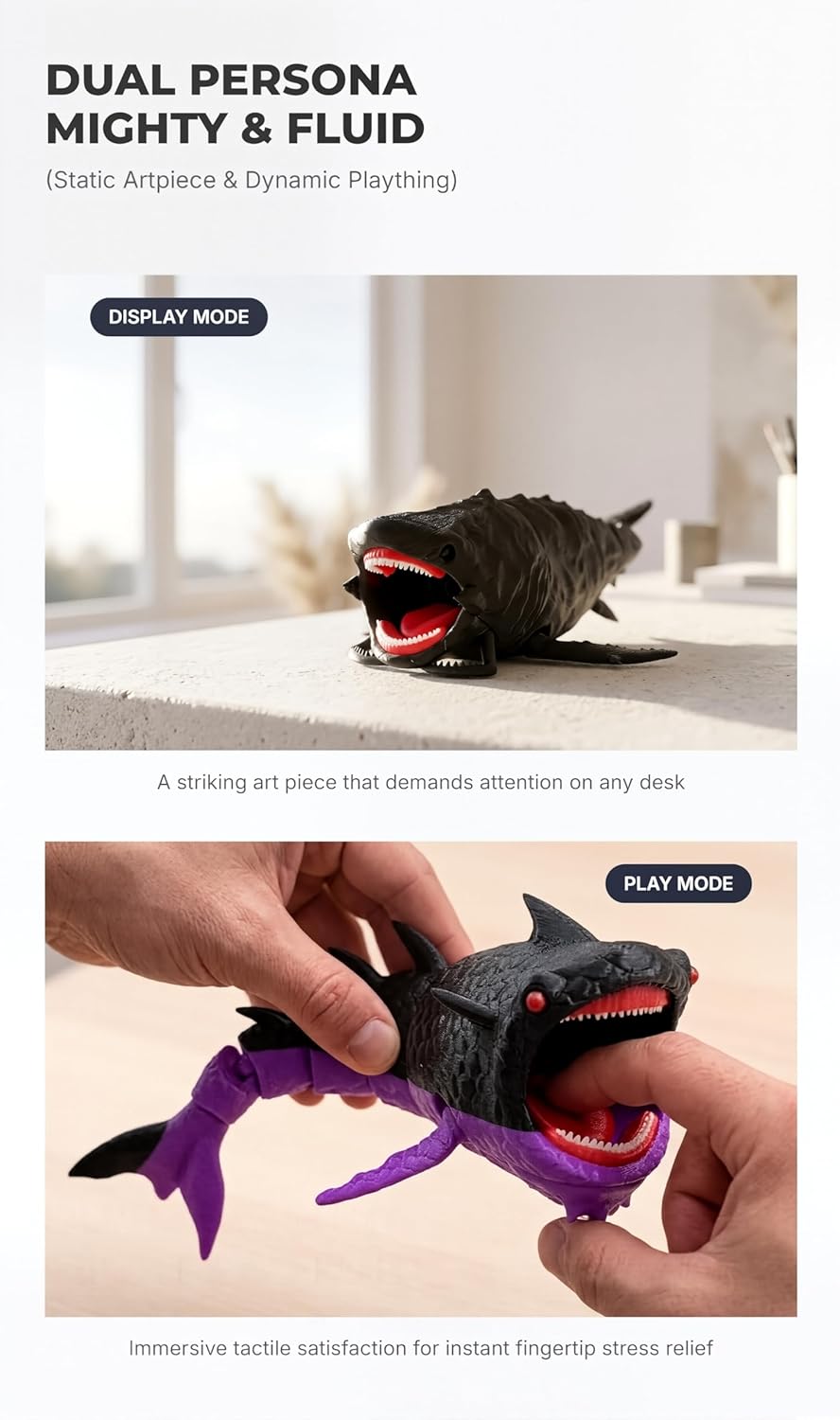 Bloop sea Monster Toy,Sea Monster 3D Printed Flexible Articulated Fidget Toy – Sea Eater Deep Sea Creature Collectible, sea Eater Monster Toy Desk Toy & Unique Gift for Ocean Lovers (4 pcs)