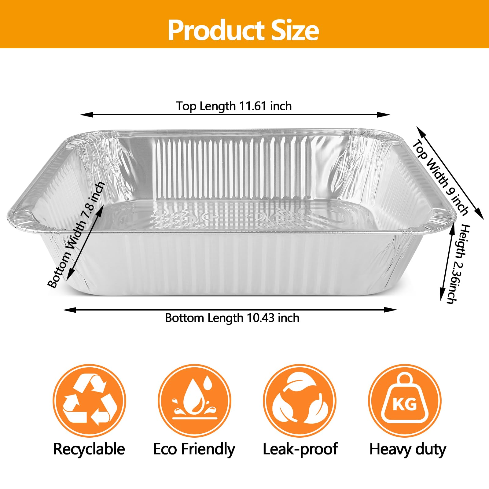 Thick Aluminum Foil Pans - 10 Pack -2