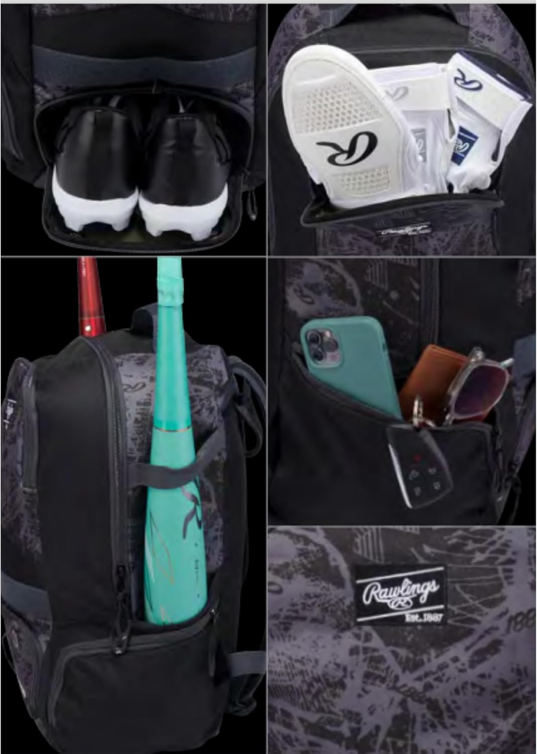 Rawlings Rawlings | Gamer Series Backpack Equipment Bag | Baseball/Softball | Multiple Colors - Image 2
