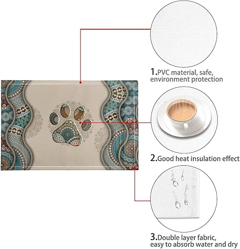 Miniatura 6 de DISNIMO Tapetes de cocina con diseño de pata de perro, 4 piezas, lavables, decoración resistente al calor, para vacaciones, cumpleaños, decoración