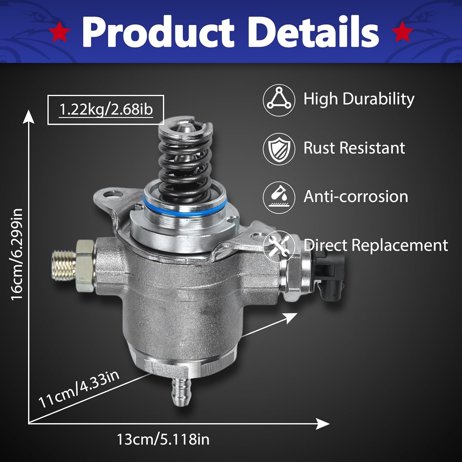 High Pressure Fuel Pump Compatible with 2010-2016 Audi A4, 2011-2017 Audi Q5, 2012-2015 Audi A6, 2010-2014 Audi A5, 2013-2016 Audi allroad 2.0L