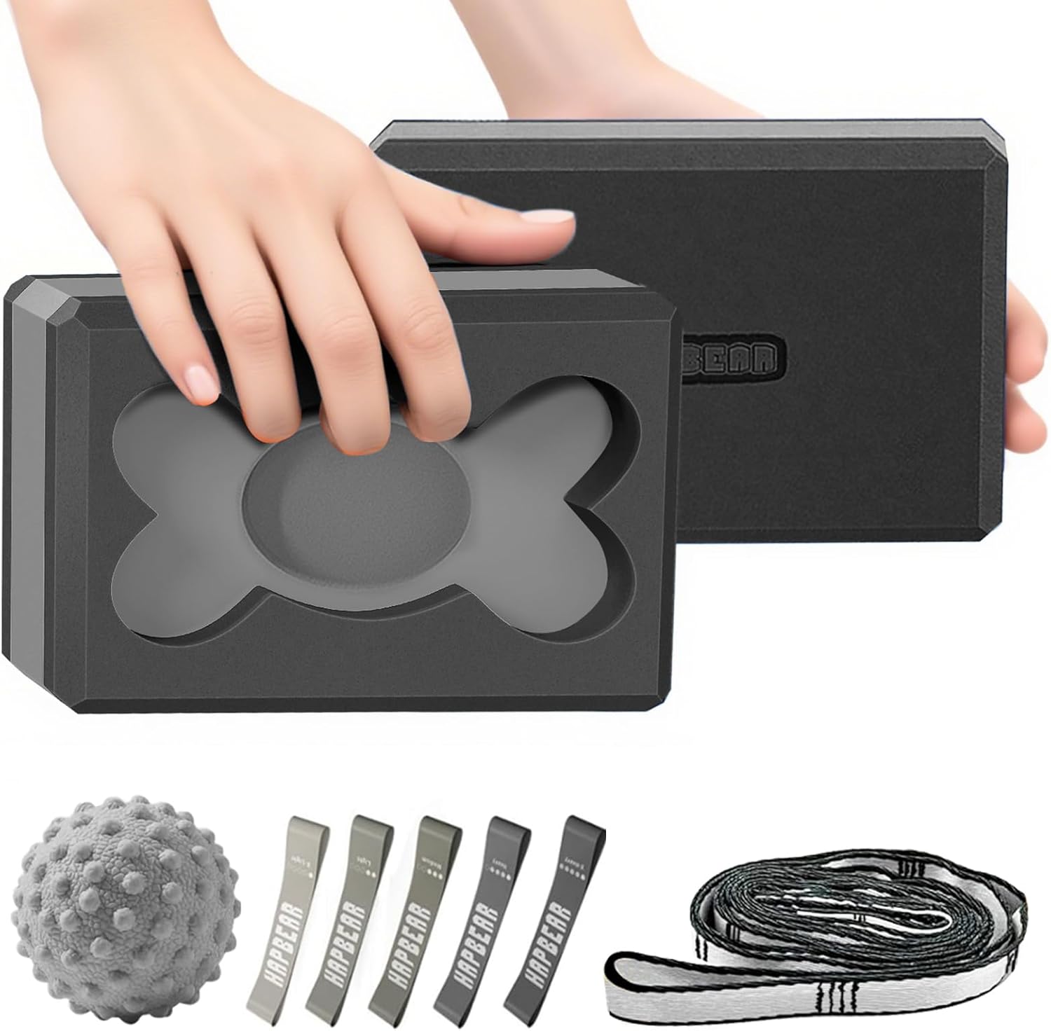 HAPBEAR Yoga Blocks 2 Pack – 9x6x3in High-Density EVA Foam with Non-Slip Textured Surface, Supportive for Deep Stretching & Lightweight – Ideal for Yoga, Pilates, Stretching Exercises