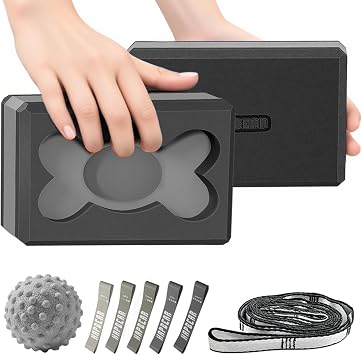 HAPBEAR Yoga Blocks 2 Pack - 9x6x3in High-Density EVA Foam with Non-Slip Textured Surface, Supportive for Deep Stretching & Lightweight - Ideal for Yoga, Pilates, Stretching Exercises