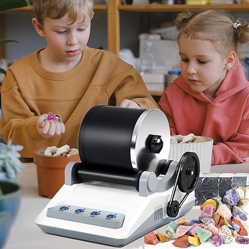 Miniatura 3 de Zcvtbye Kit de vaso de rocas, pulidor de rocas para niños y adultos, incluye 2 cinturones, bolsa de piedras ásperas, 4 molienda gruesa, molido fino,