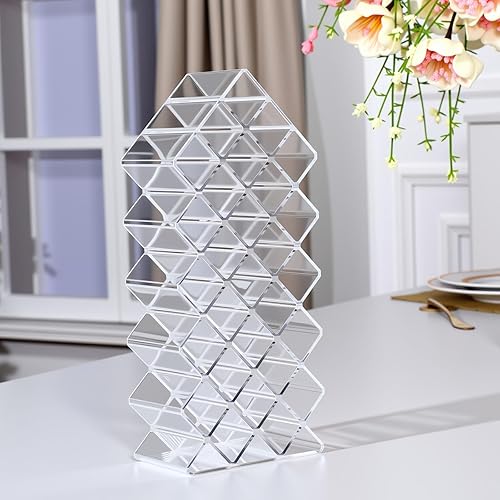 Miniatura 4 de Hoolerry Paquete de 4 soportes acrílicos para lápiz labial, 112 ranuras transparentes, organizador de brillo de labios, apilables, torre de lápiz