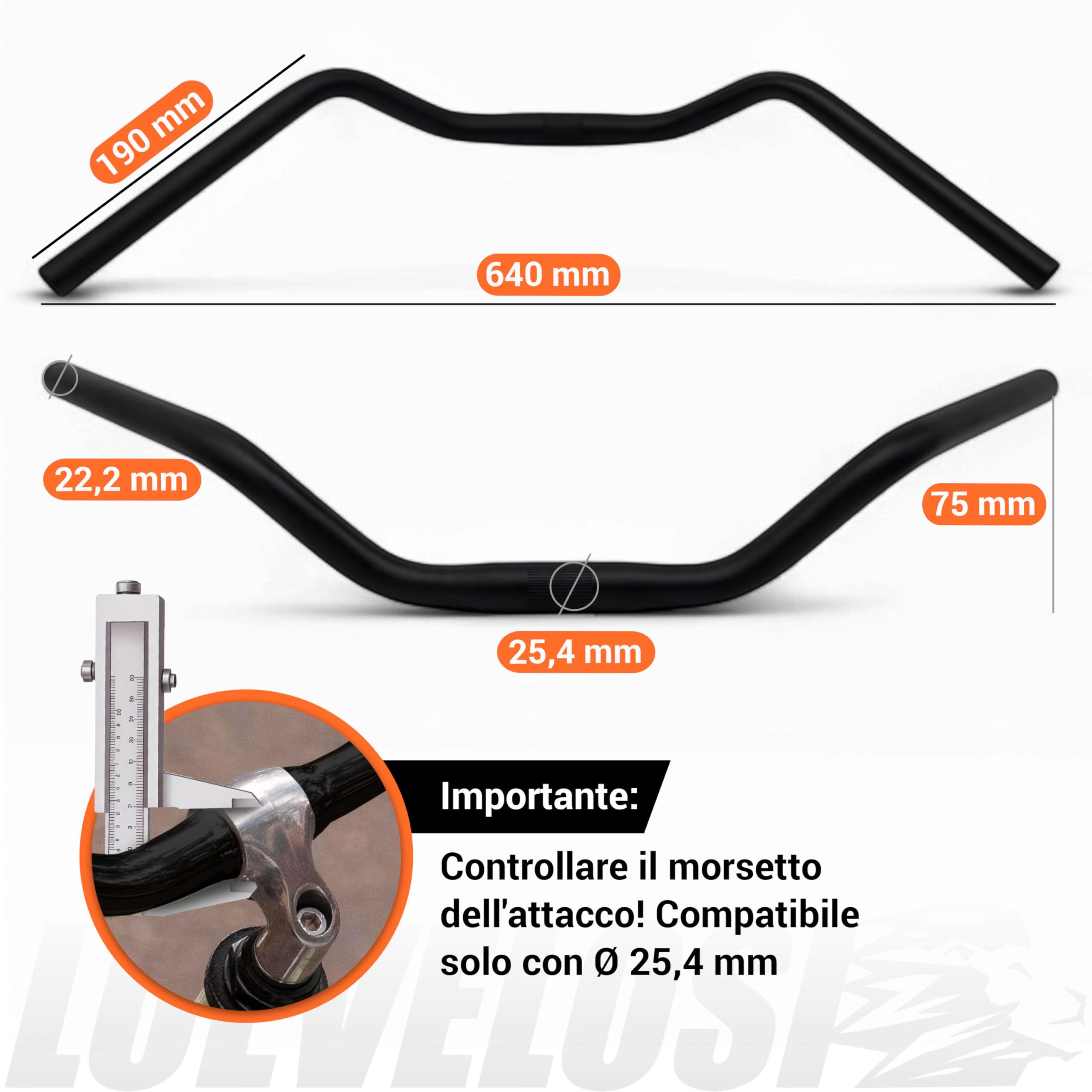 Manubrio per bicicletta da città, 25,4 mm, ergonomico, per bici da donna e uomo, manubrio in alluminio nero, retrò, per uomo e cruiser, larghezza