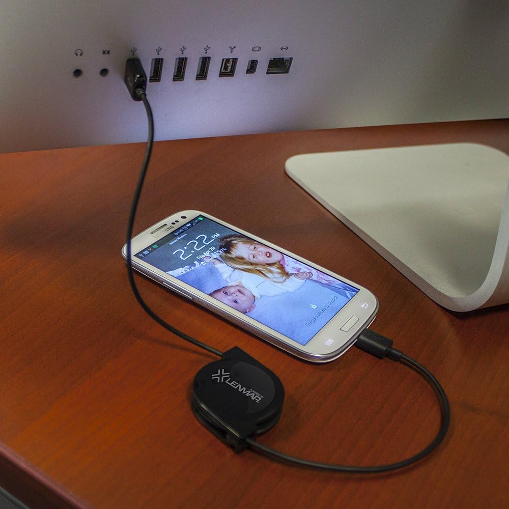 Micro USB Retractable Cable - Ideal for Any Micro USB Powered Device Including Bluetooth Headsets, BlackBerry, Motorolla Droid X, HTC EVO 4G, Samsung Captivate, and Other Smart Phones