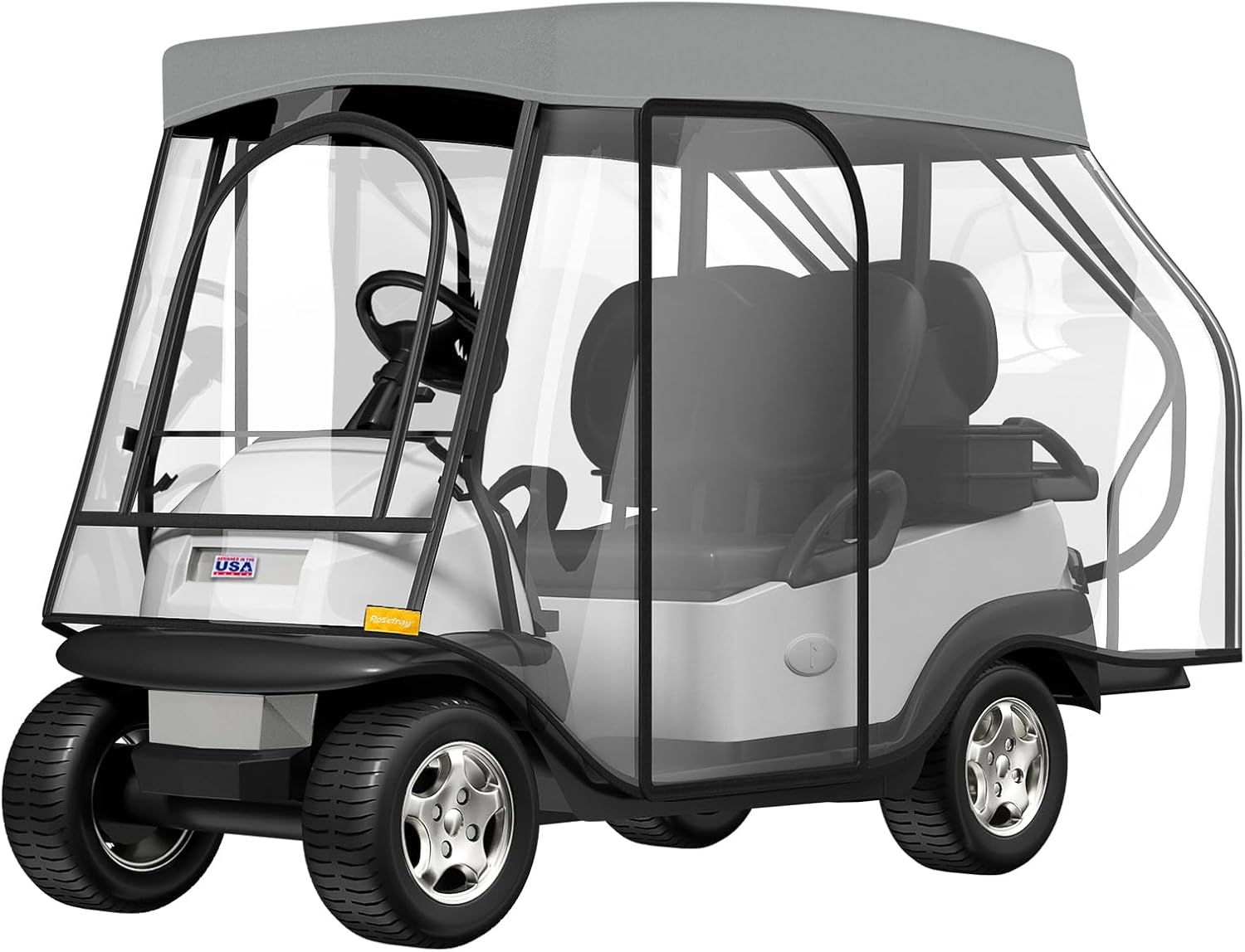 Golf Cart Enclosure - 2+2 Drivable Rain Cover for EZGO, Club Car - Durable Door Zipper, 4-Sided Clear Windows (4 Seater)