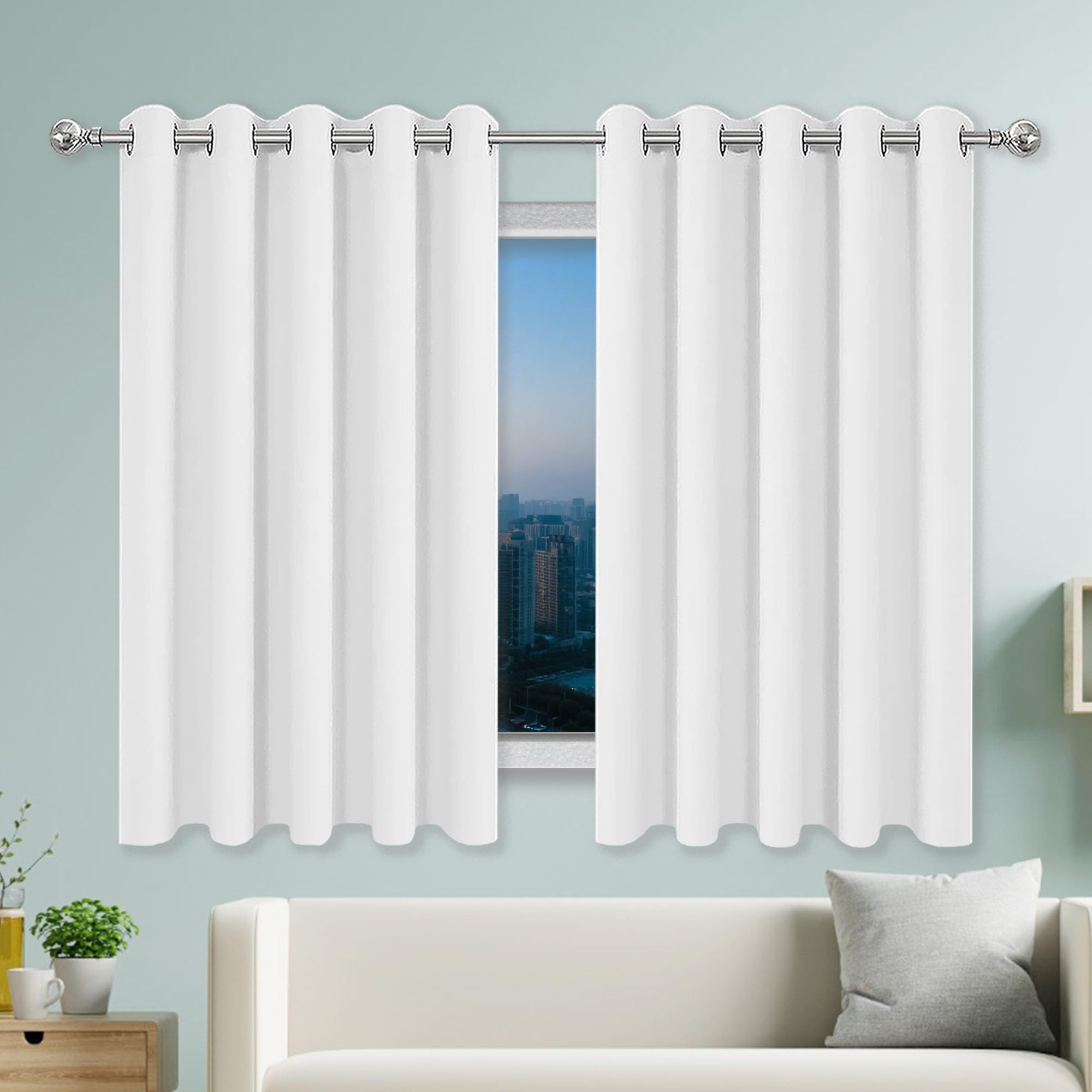 Rideau occultant isolant thermique anti froid 233 x 243 cm blanc salon