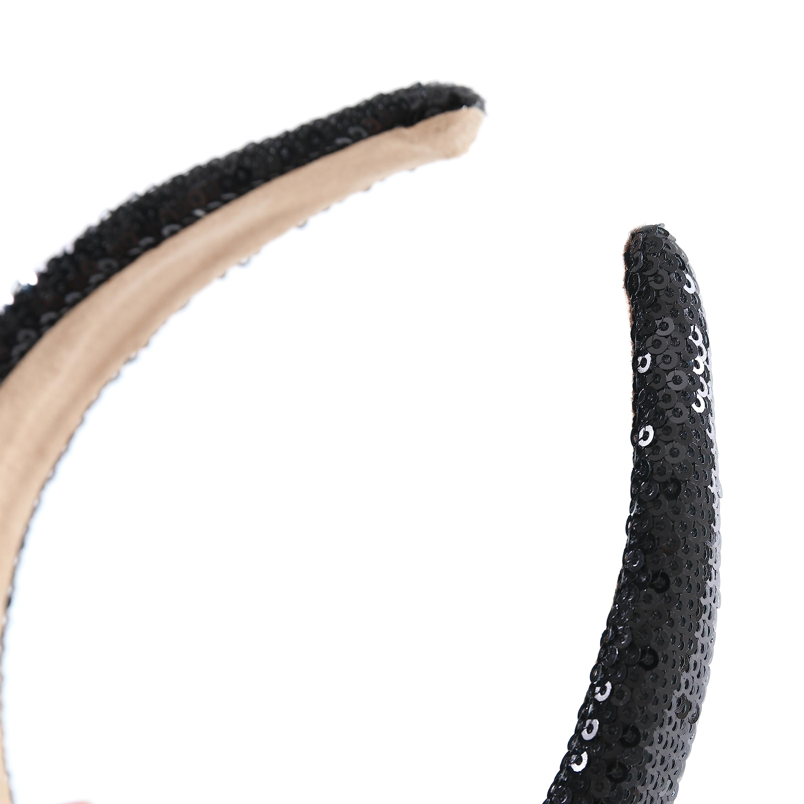 Fasce per capelli con paillettes scintillanti per donne e ragazze con glitter luccicanti fascia dorata con perline imbottite per compleanni e vacanze, accessori per capelli da donna, nero