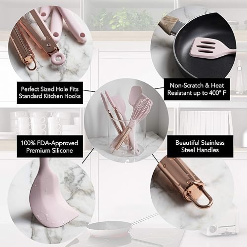 Miniatura 27 de COOK WITH COLOR Utensilios de cocina de silicona, juego de utensilios de cocina de silicona fáciles de limpiar, utensilios de cocina para utensilios